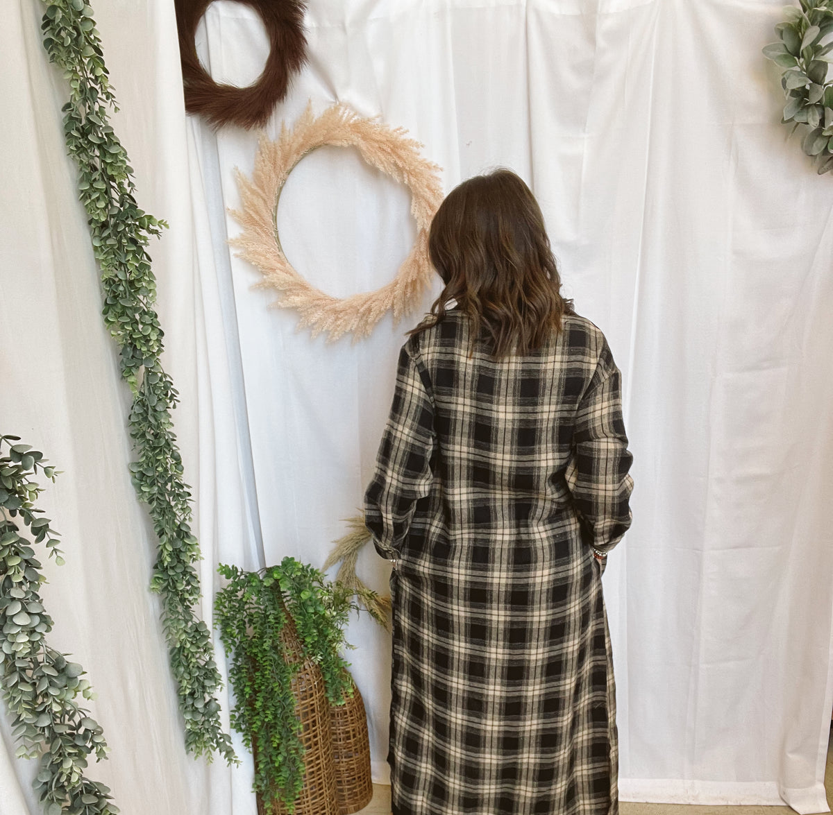 Panache Long Flannel-Black Mix-Cardigans-panaache-The Silo Boutique, Women's Fashion Boutique Located in Warren and Grand Forks North Dakota