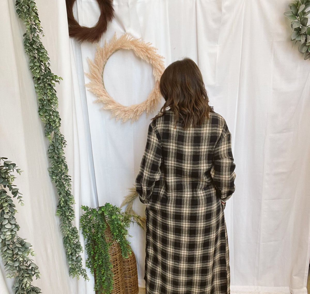 Panache Long Flannel-Black Mix-Cardigans-panaache-The Silo Boutique, Women's Fashion Boutique Located in Warren and Grand Forks North Dakota