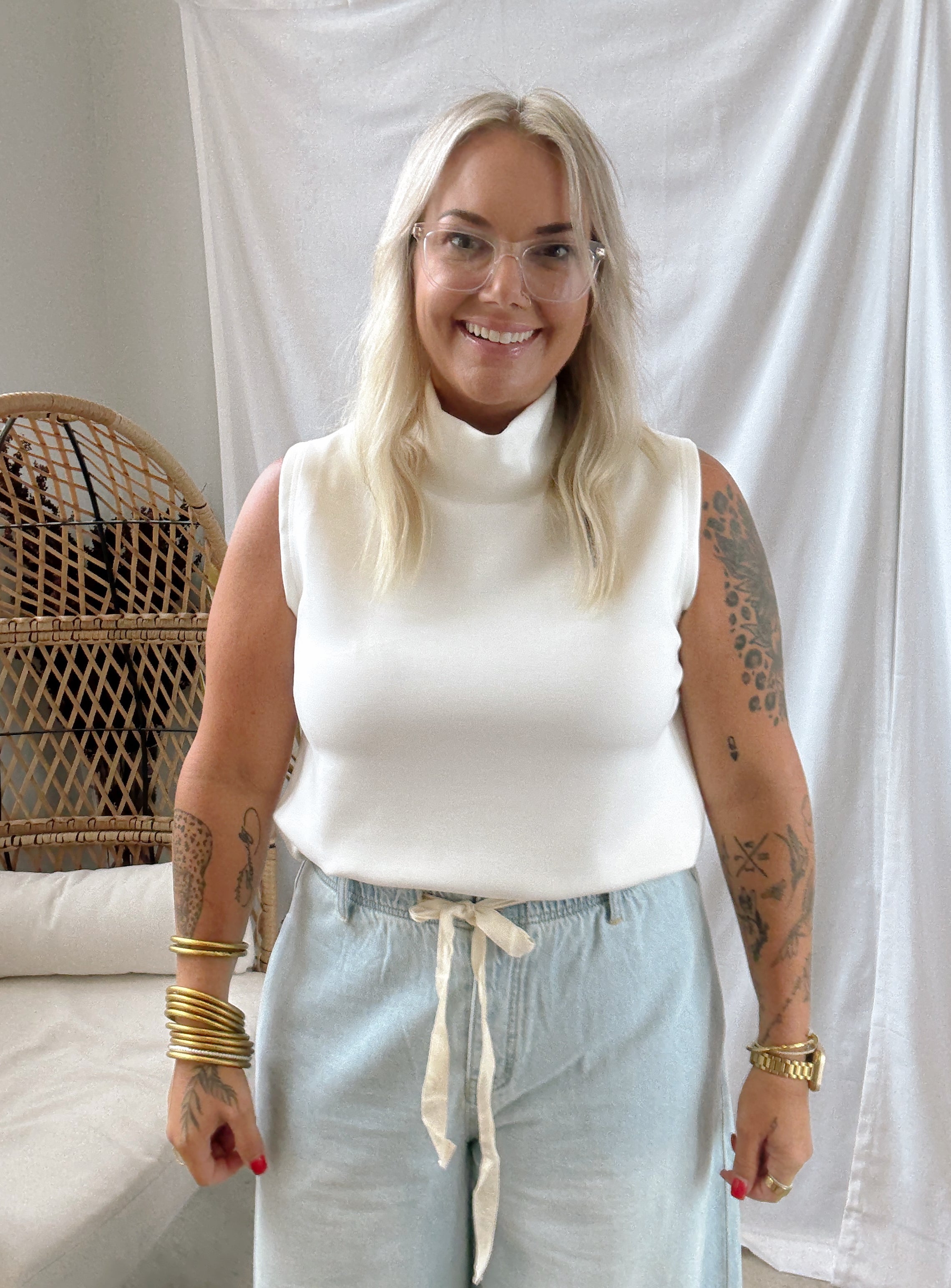 P Cill Cowl Tank Top-Cream-Tank Tops-p cill-The Silo Boutique, Women's Fashion Boutique Located in Warren and Grand Forks North Dakota