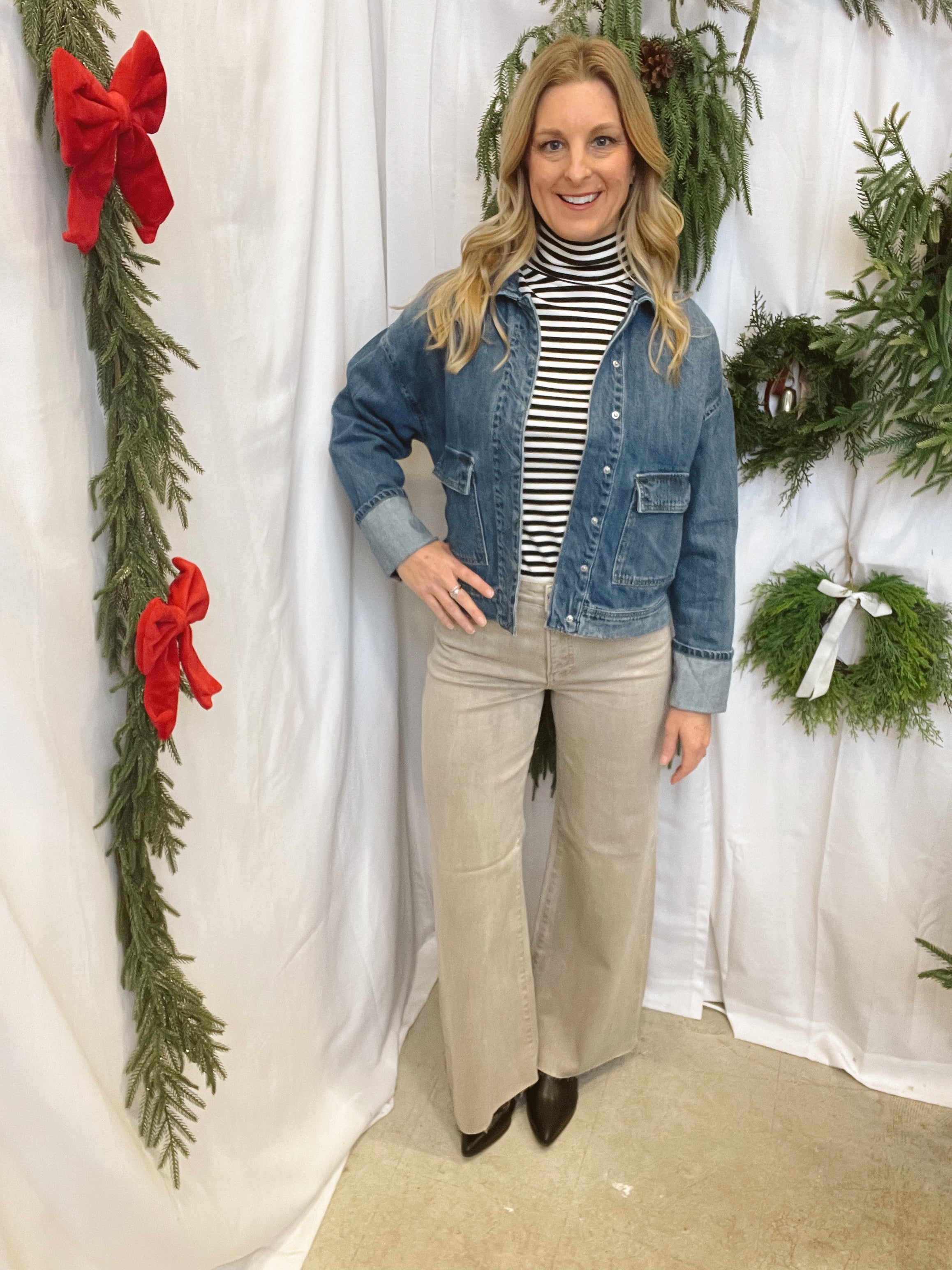 Risen Lurex Taupe Jeans-Jeans-risen-The Silo Boutique, Women's Fashion Boutique Located in Warren and Grand Forks North Dakota