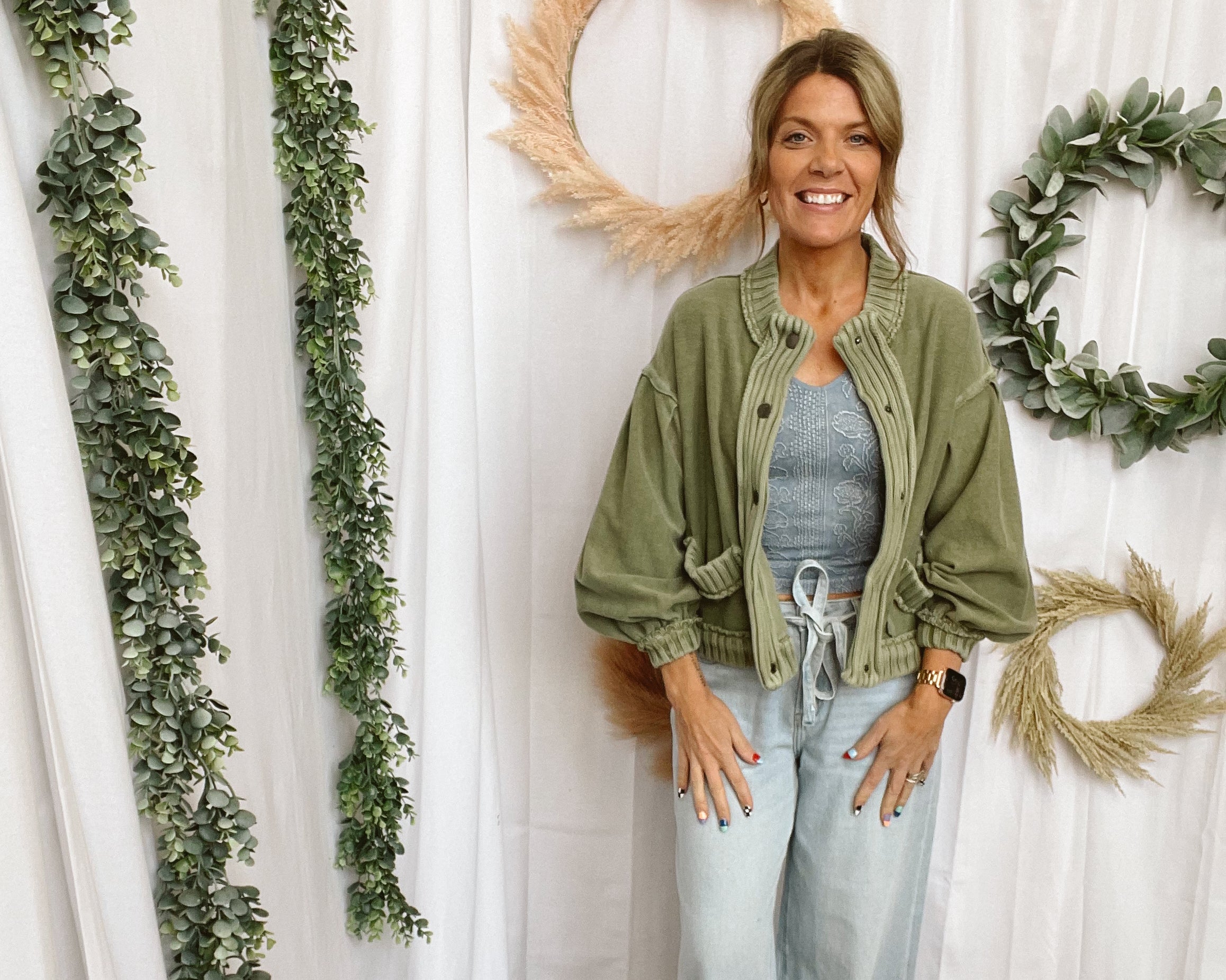 Lov Vintage Cardigan-Olive-Cardigans-lovlov-The Silo Boutique, Women's Fashion Boutique Located in Warren and Grand Forks North Dakota