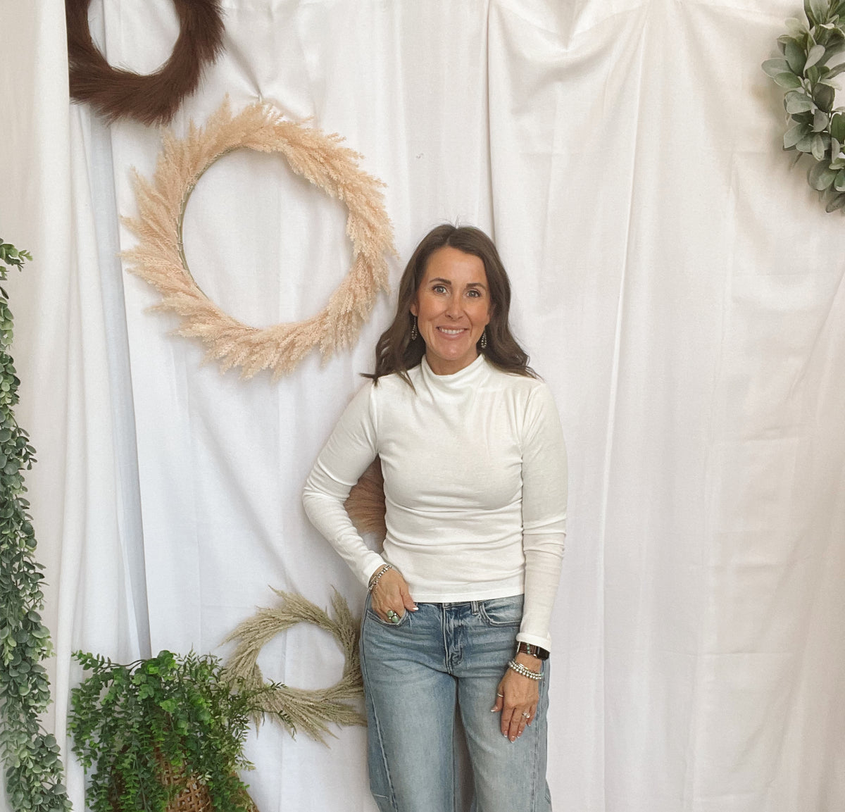 Amy Mock Neck Top-White-Long Sleeve Tops-hyfve-The Silo Boutique, Women's Fashion Boutique Located in Warren and Grand Forks North Dakota