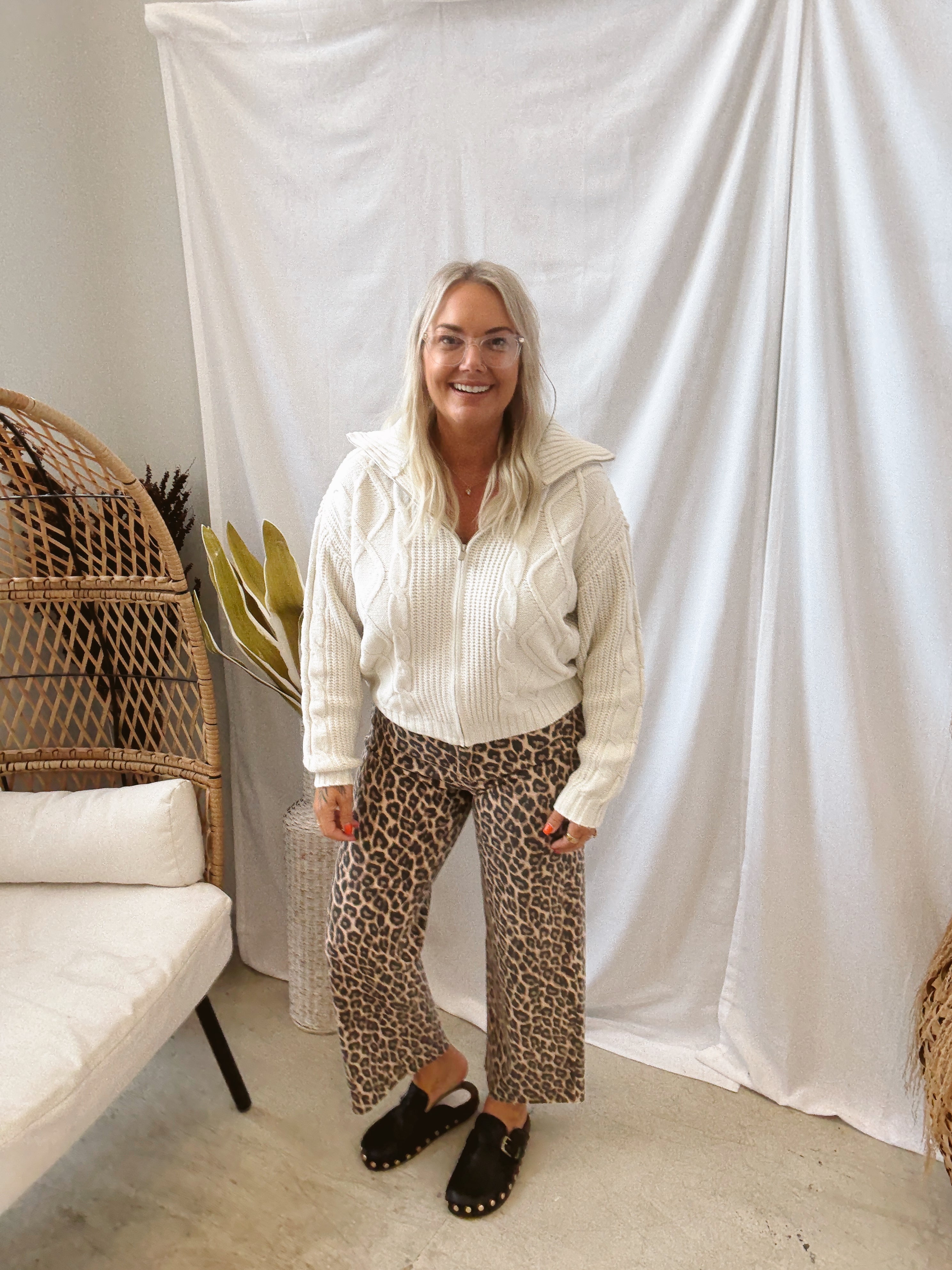 Cream Cable Quarter Zip Sweater-Sweaters-be cool-The Silo Boutique, Women's Fashion Boutique Located in Warren and Grand Forks North Dakota