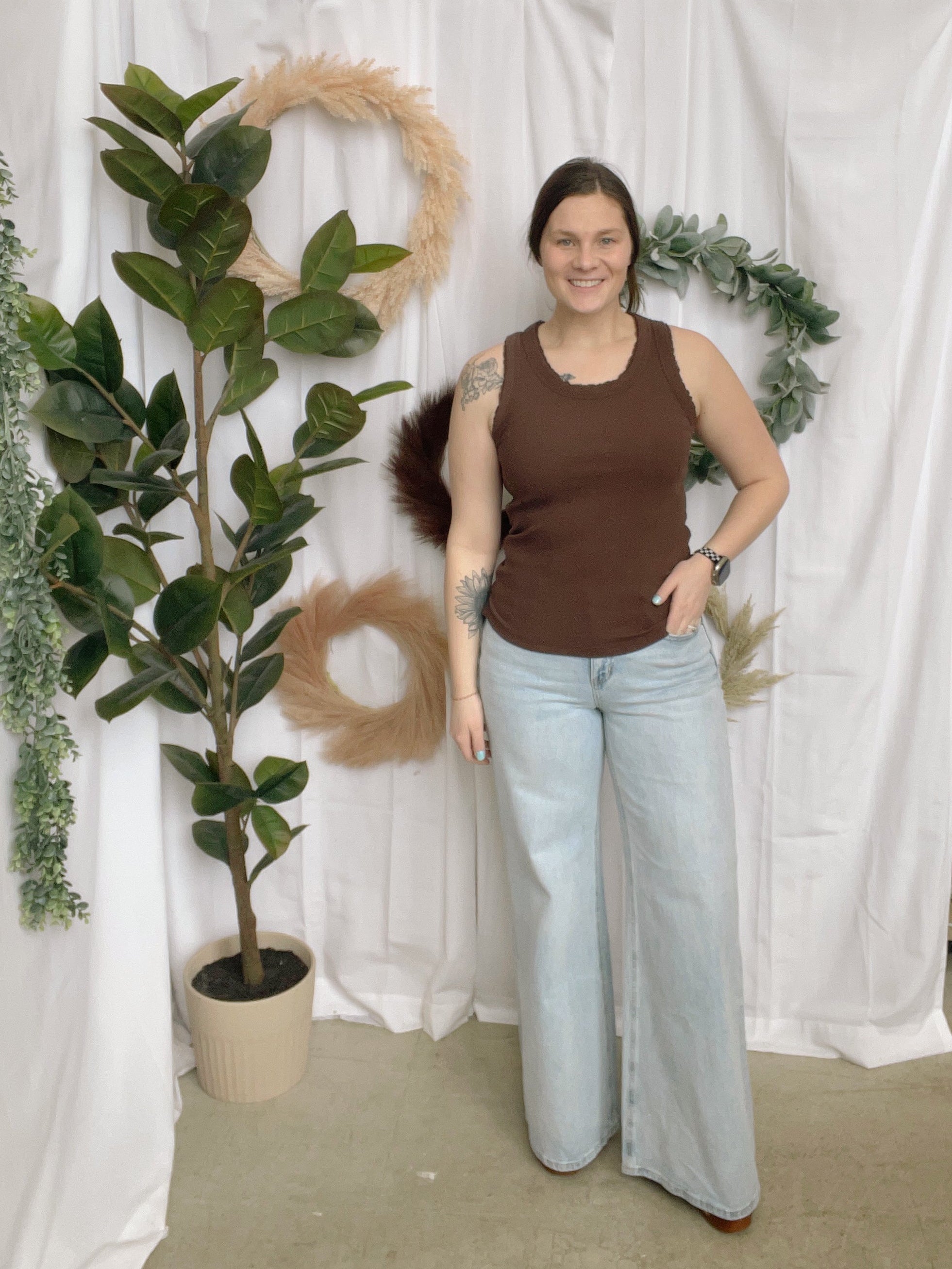 Cotierra Ribbed Tank Top-Brown-Tank Tops-cotierra-The Silo Boutique, Women's Fashion Boutique Located in Warren and Grand Forks North Dakota