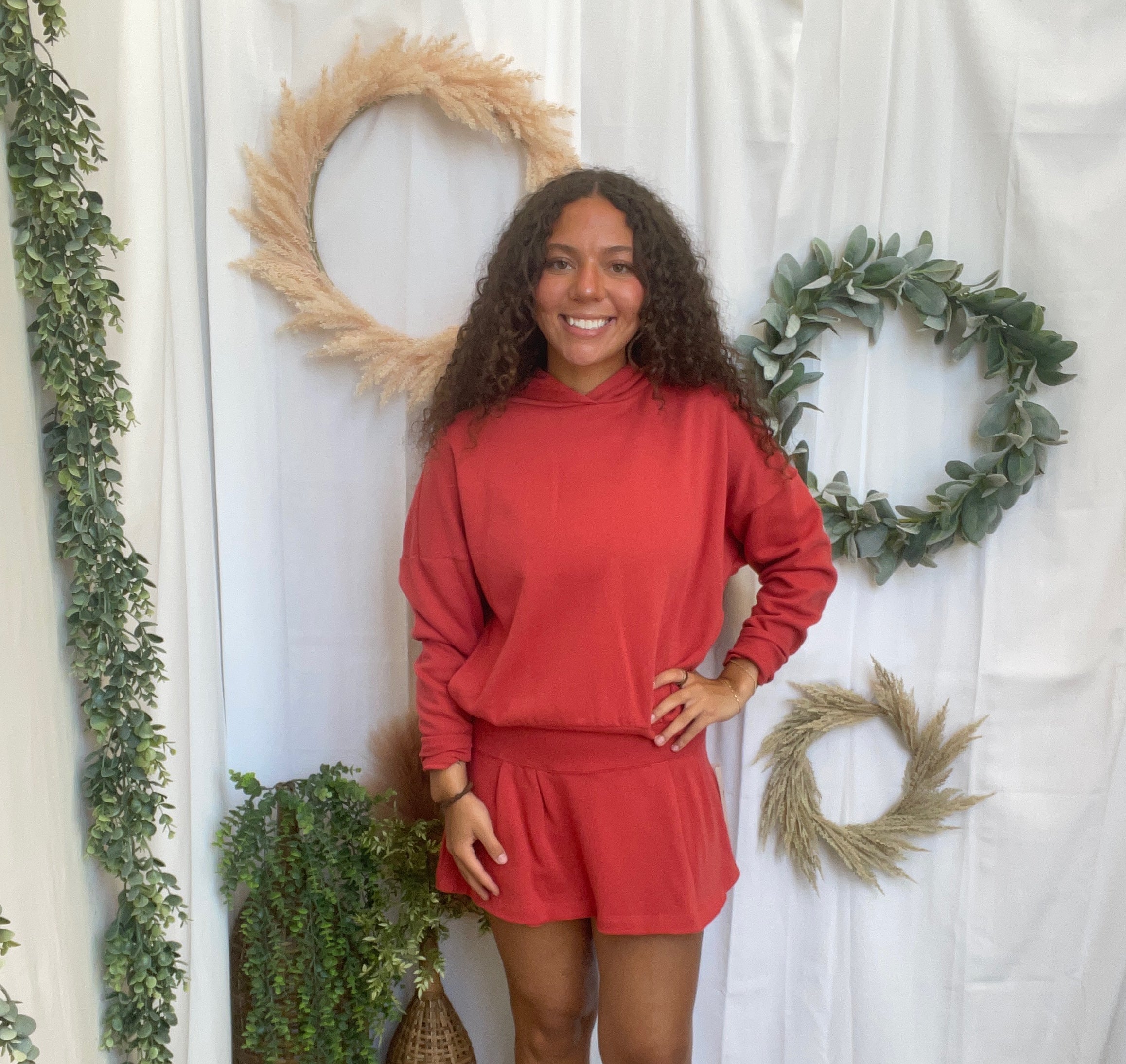 Mono B Icon Hoodie Set-Red-Outfit Sets-mono b-The Silo Boutique, Women's Fashion Boutique Located in Warren and Grand Forks North Dakota