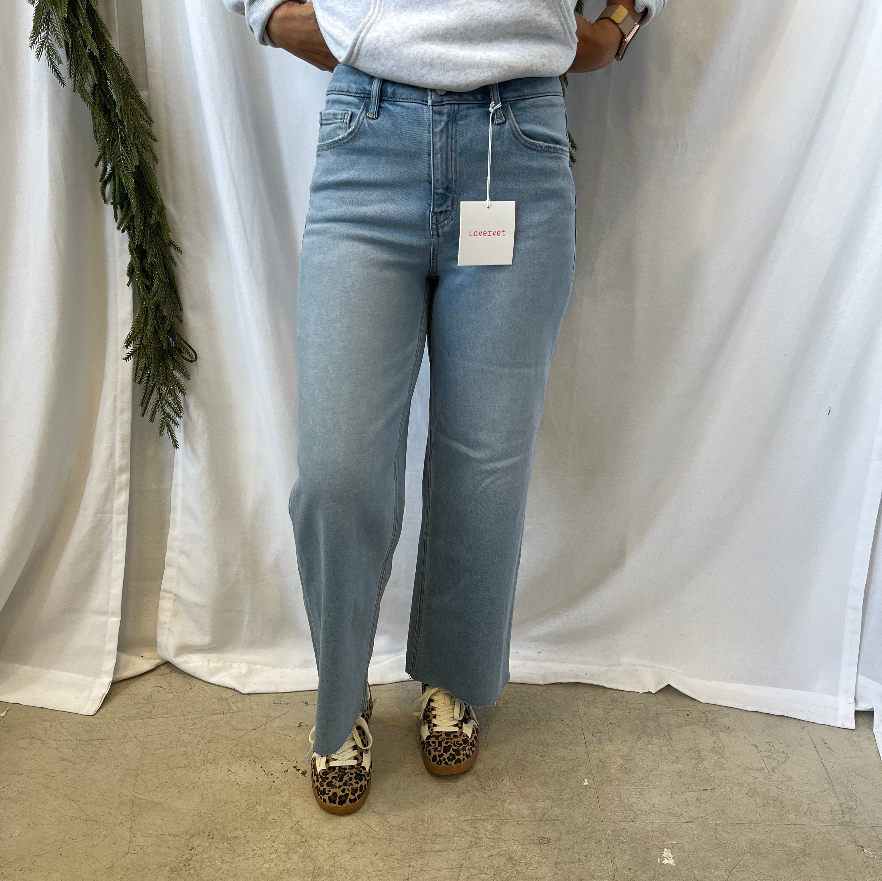 Lovervet Yout Crop Wide Leg Jeans-Jeans-lovervet-The Silo Boutique, Women's Fashion Boutique Located in Warren and Grand Forks North Dakota