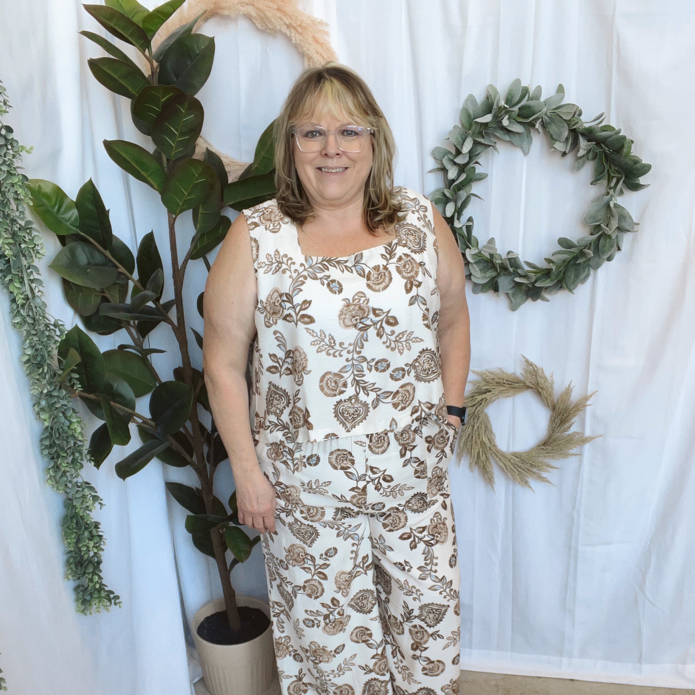 Paisley Square Neck Sleeveless Top-Tank Tops-cozy co-The Silo Boutique, Women's Fashion Boutique Located in Warren and Grand Forks North Dakota