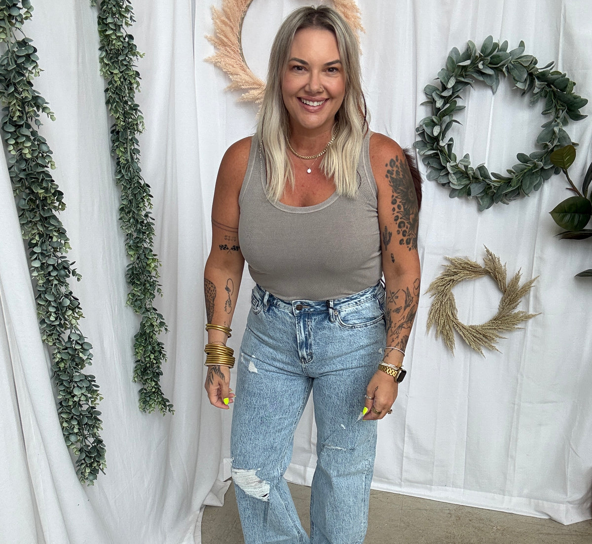 Mica Funny Blue Straight Jeans-Jeans-mica-The Silo Boutique, Women's Fashion Boutique Located in Warren and Grand Forks North Dakota
