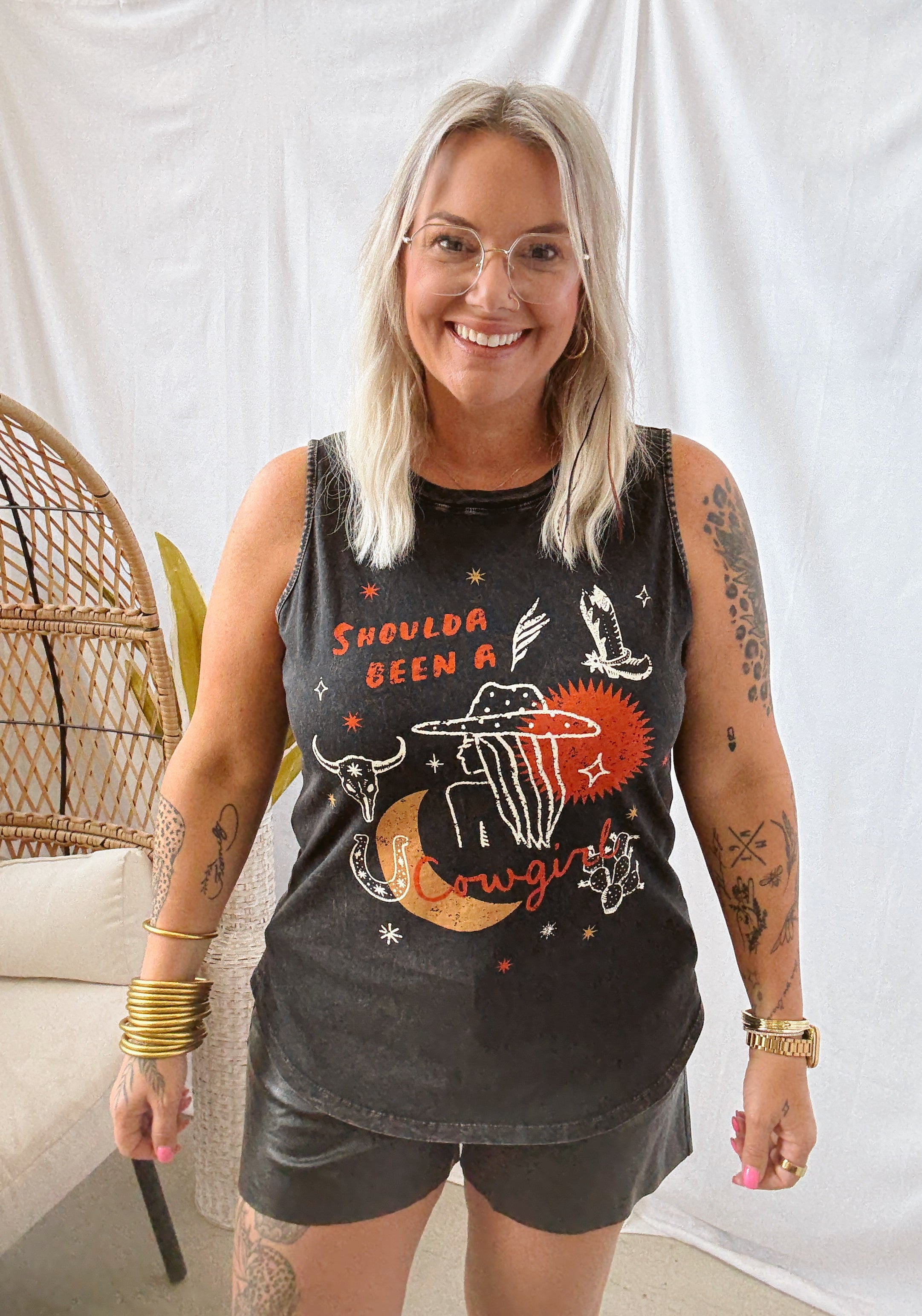 Shoulda Been a Cowboy-Tank Tops-heart and luv-The Silo Boutique, Women's Fashion Boutique Located in Warren and Grand Forks North Dakota