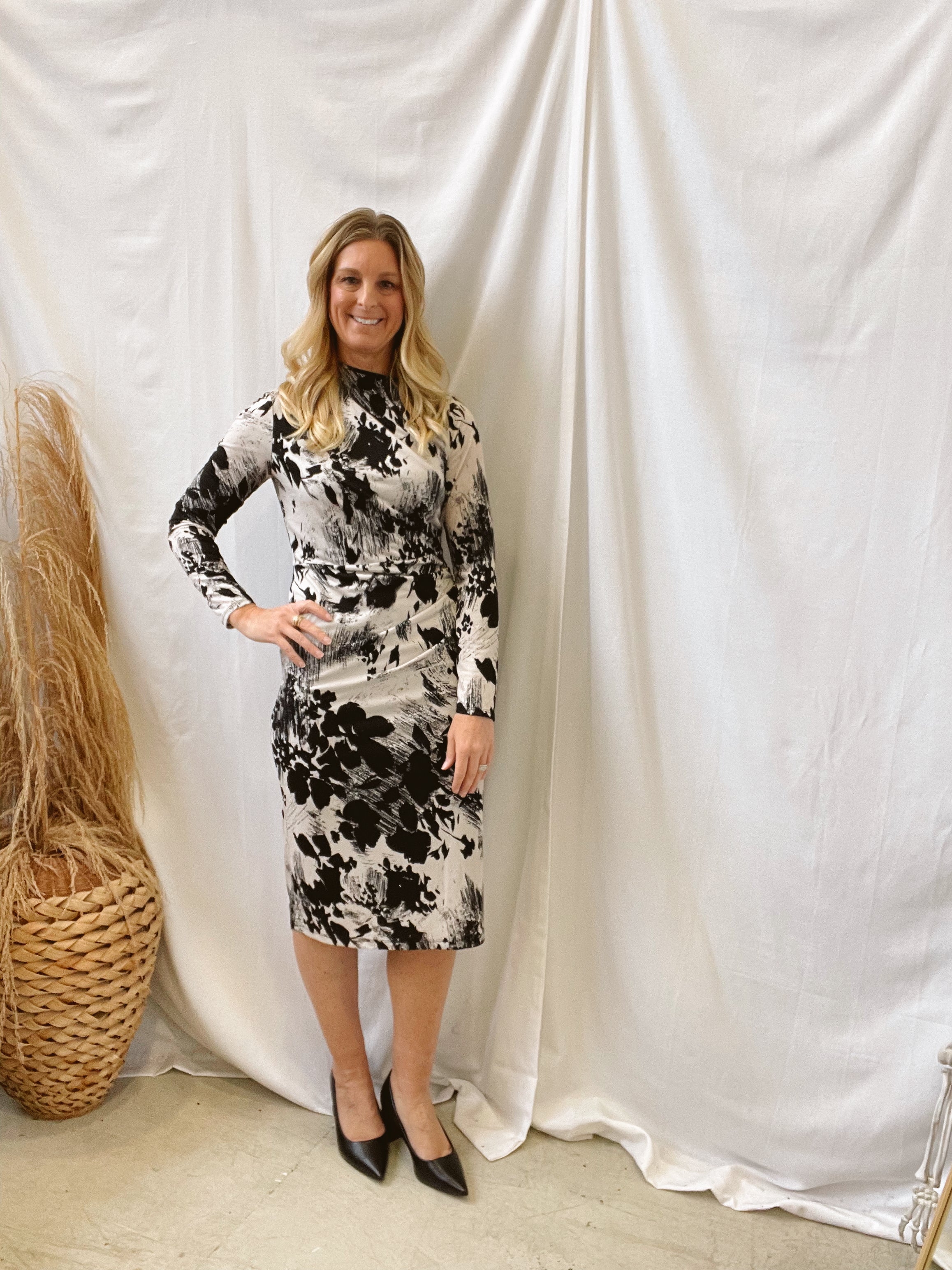 Mock Neck Floral Dress-Dresses-gilli-The Silo Boutique, Women's Fashion Boutique Located in Warren and Grand Forks North Dakota