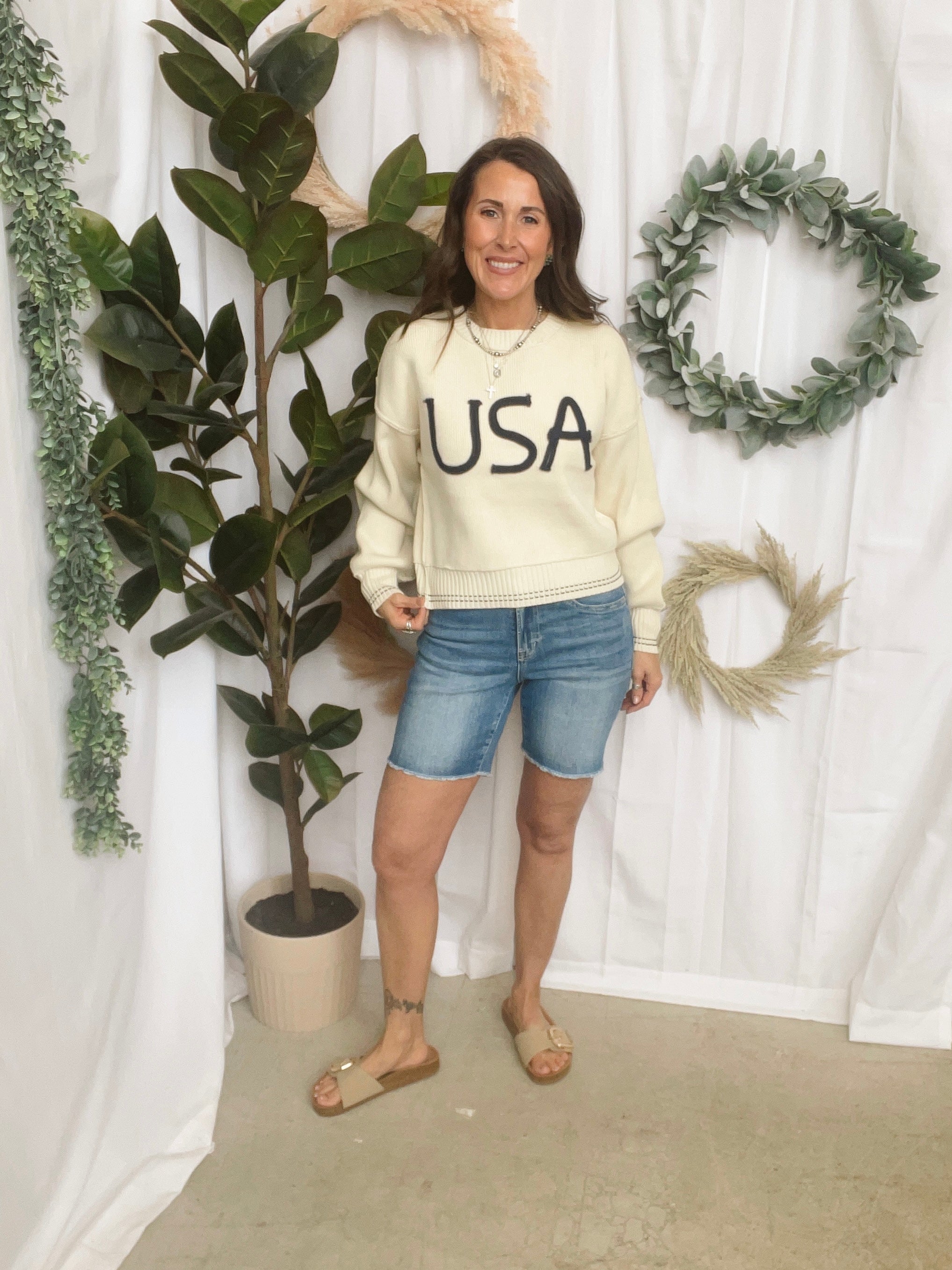 By Together USA Rope Sweater-Sweaters-by together-The Silo Boutique, Women's Fashion Boutique Located in Warren and Grand Forks North Dakota