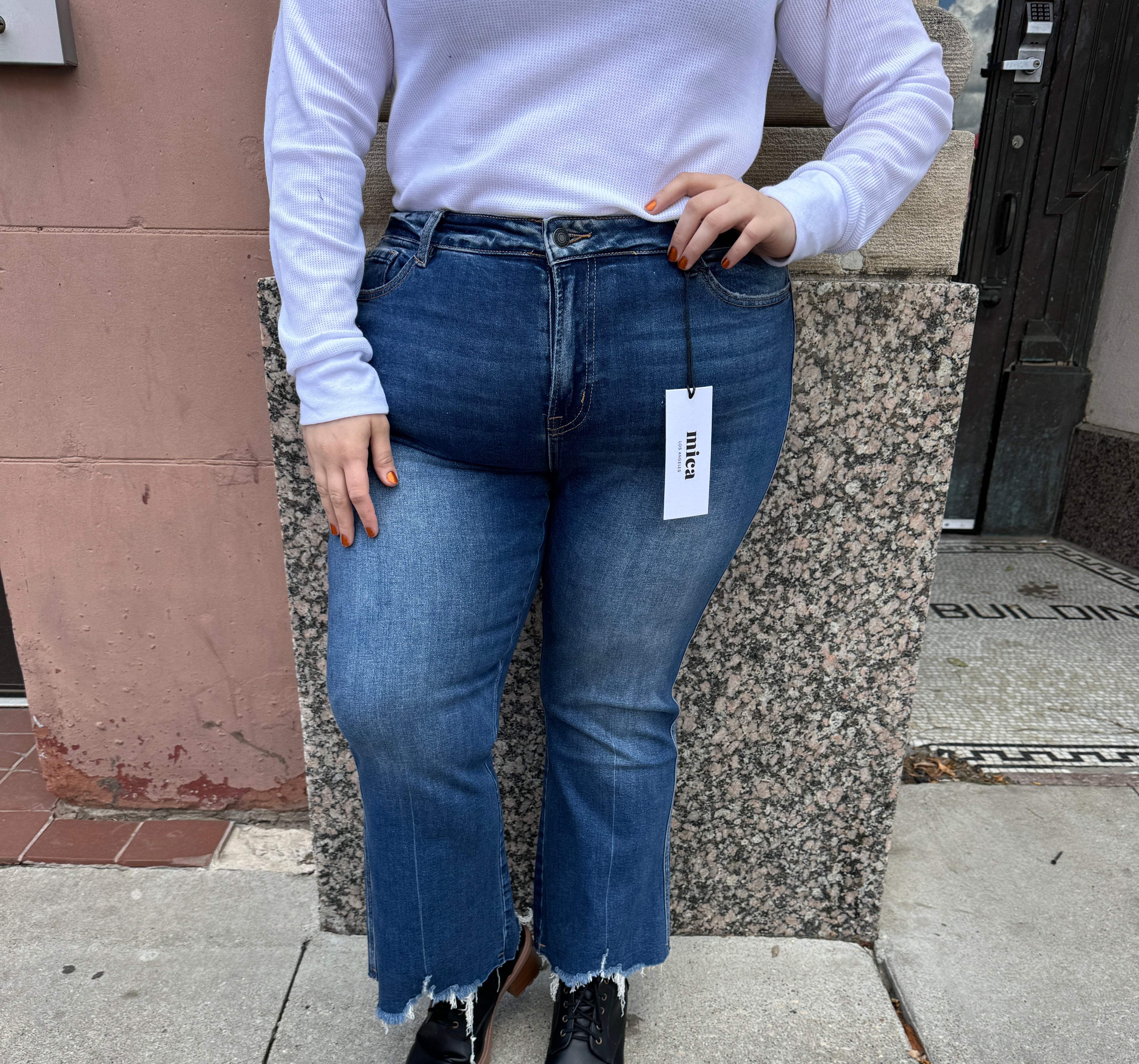 Mica Moscato High Rise Crop Flare Jeans-Jeans-mica-The Silo Boutique, Women's Fashion Boutique Located in Warren and Grand Forks North Dakota