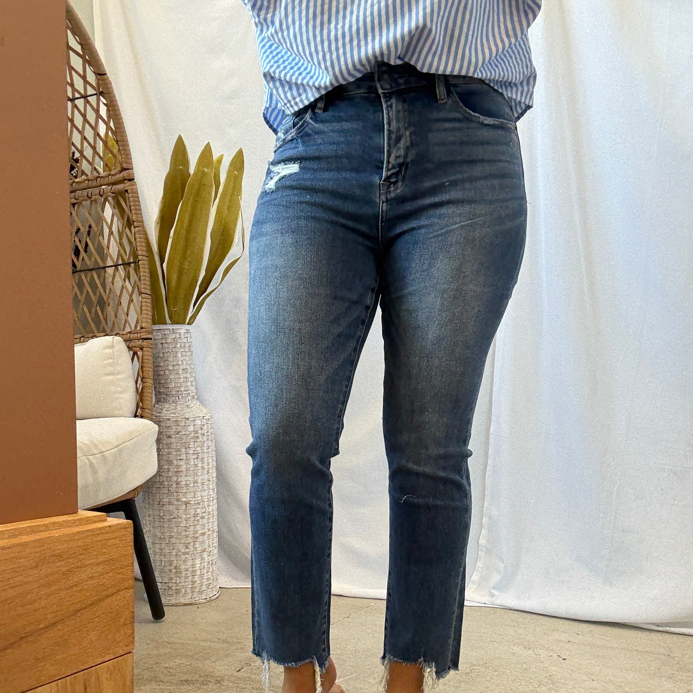Mica Steel Stem Hem Blue Jeans-Jeans-mica-The Silo Boutique, Women's Fashion Boutique Located in Warren and Grand Forks North Dakota