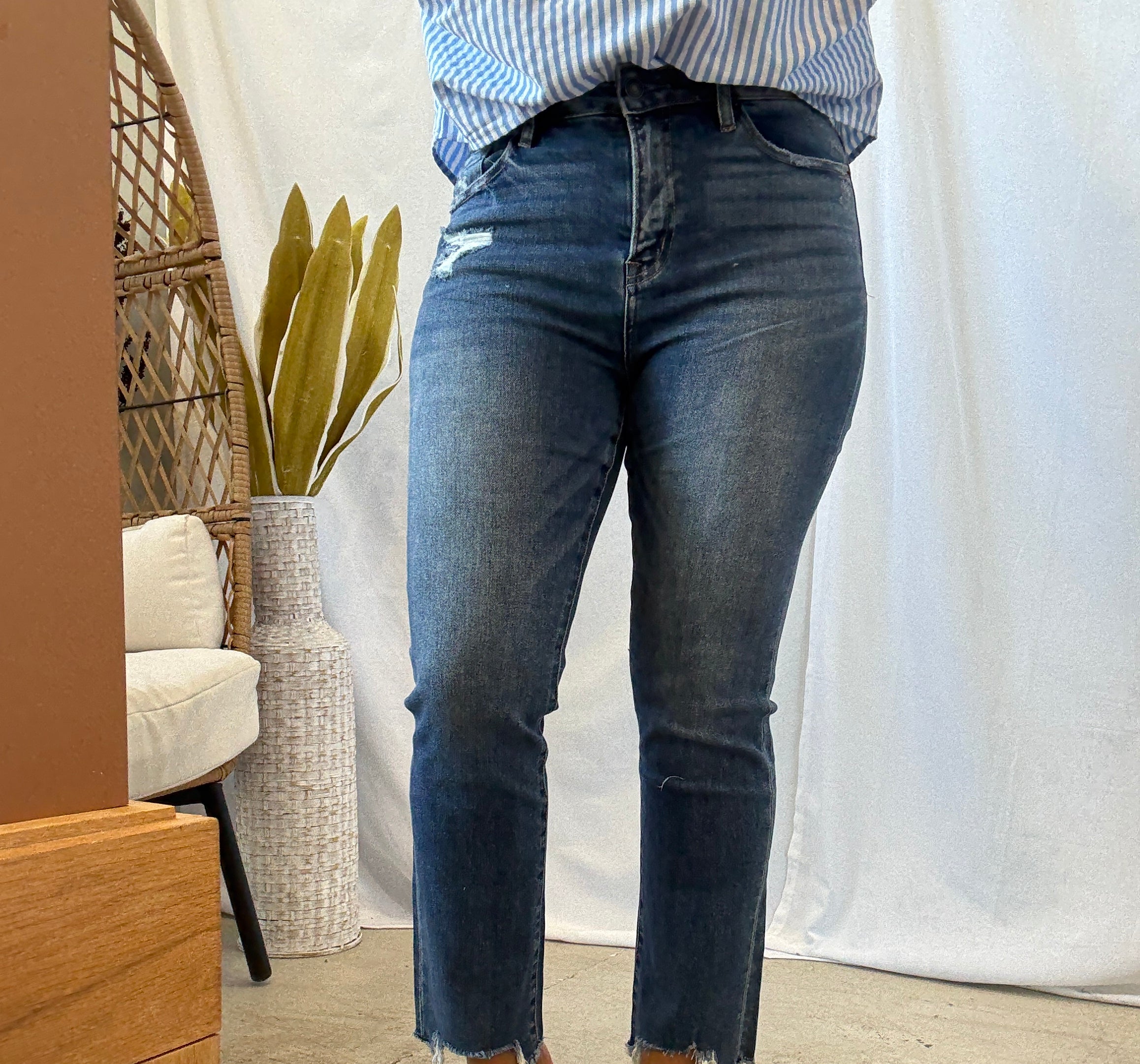 Mica Steel Stem Hem Blue Jeans-Jeans-mica-The Silo Boutique, Women's Fashion Boutique Located in Warren and Grand Forks North Dakota