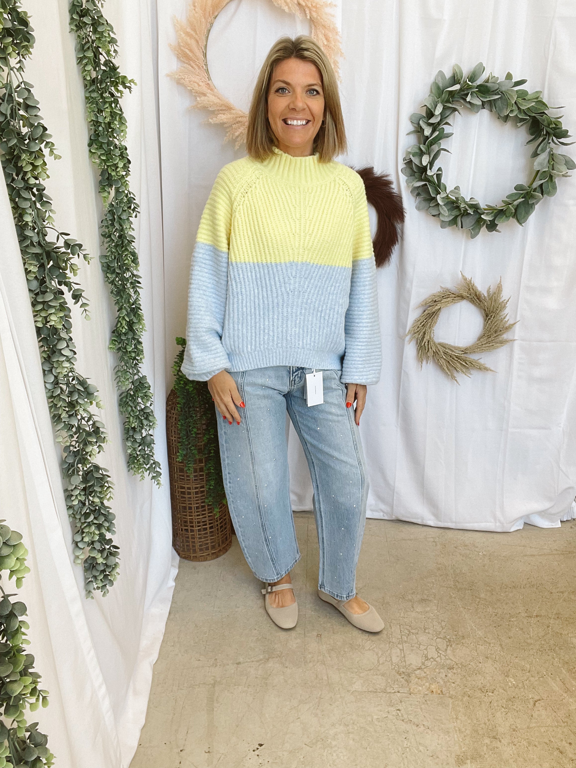 Lemon Sky Blue Sweater-Sweaters-cotierra-The Silo Boutique, Women's Fashion Boutique Located in Warren and Grand Forks North Dakota