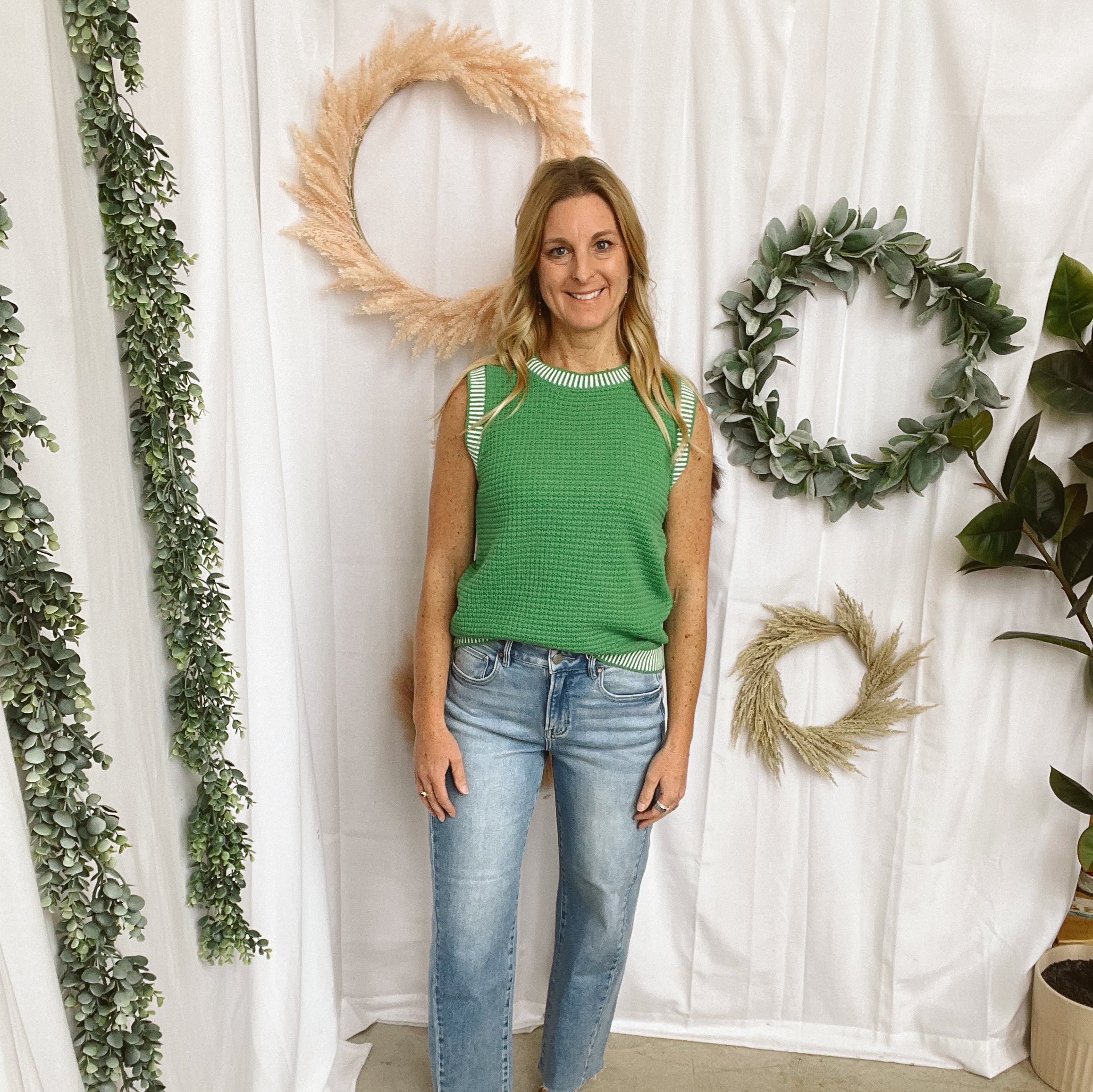 Green Solid Tank Sweater-Tank Tops-staccato-The Silo Boutique, Women's Fashion Boutique Located in Warren and Grand Forks North Dakota
