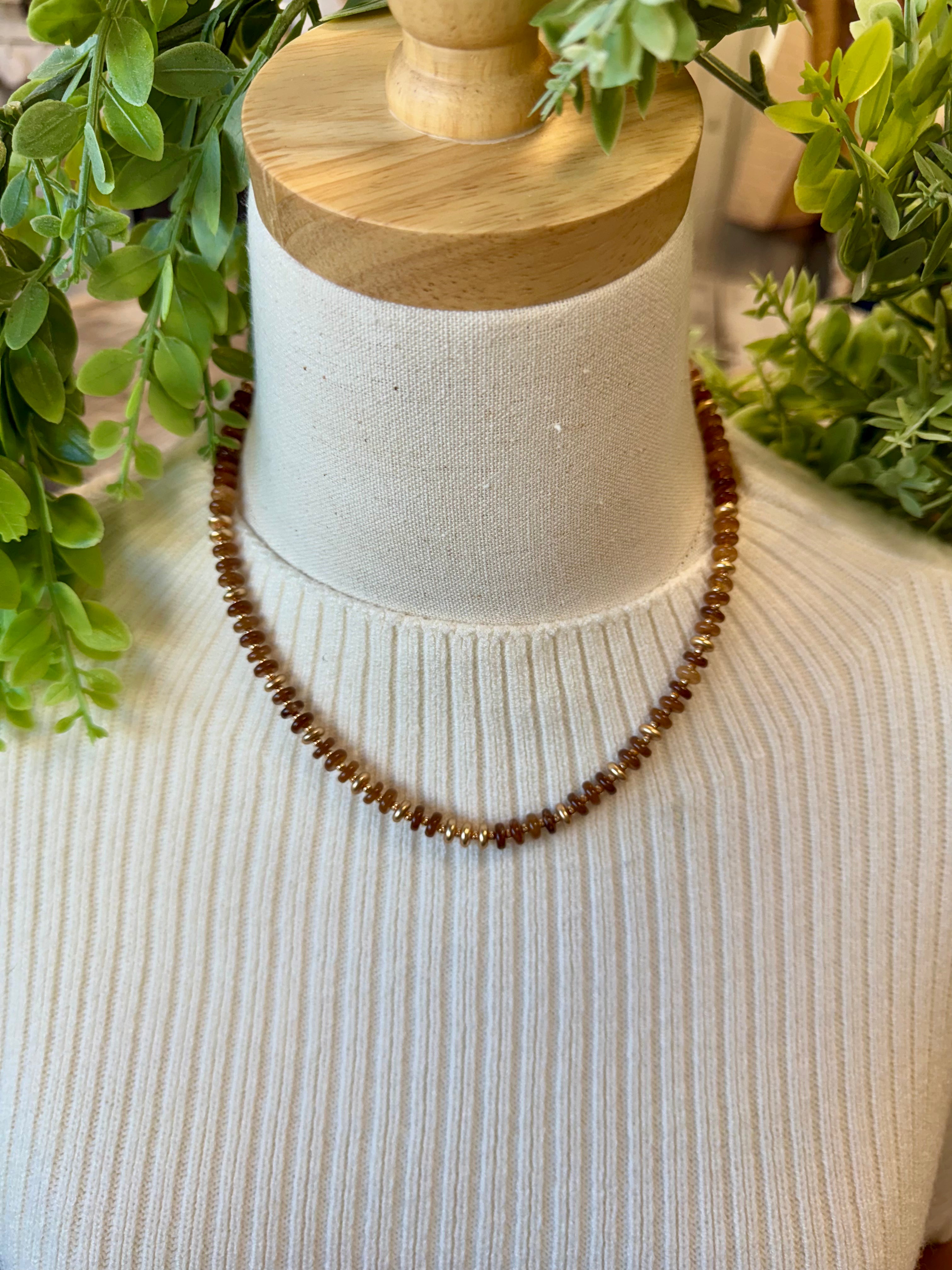 Kenze Brown Bead Necklace-Necklaces-kenze-The Silo Boutique, Women's Fashion Boutique Located in Warren and Grand Forks North Dakota
