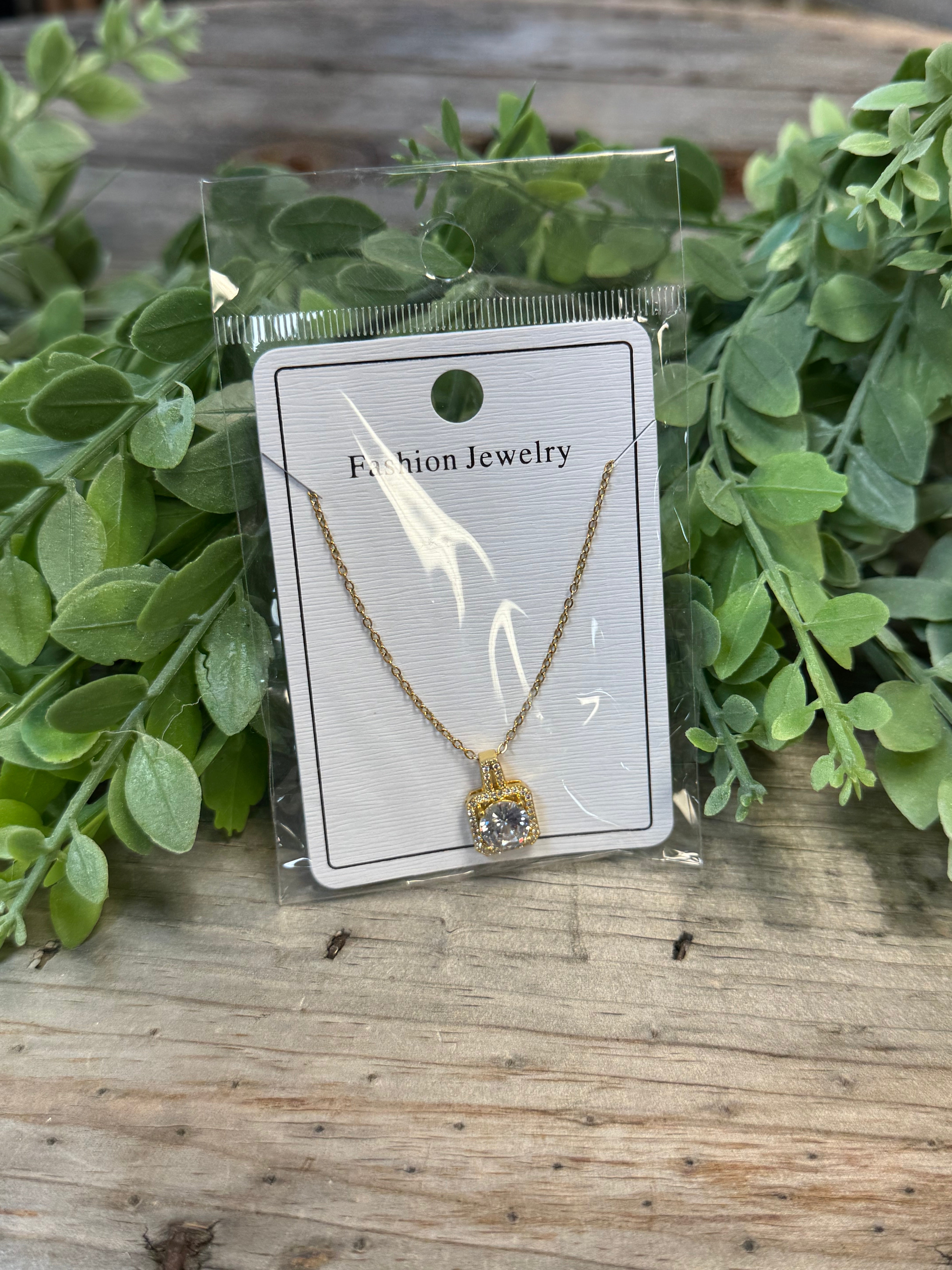 Liv Square Stone Necklace-Necklaces-Dallas Market-The Silo Boutique, Women's Fashion Boutique Located in Warren and Grand Forks North Dakota