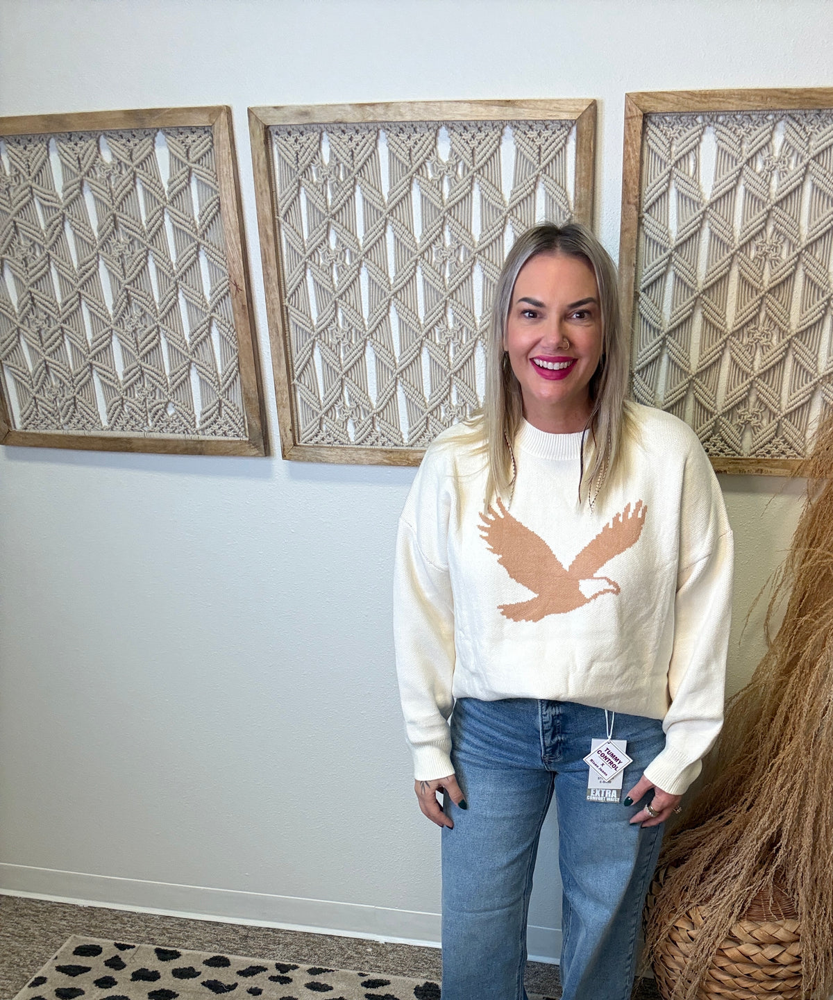 Eagle Sweater-Cream-Sweaters-sewn and see-The Silo Boutique, Women's Fashion Boutique Located in Warren and Grand Forks North Dakota