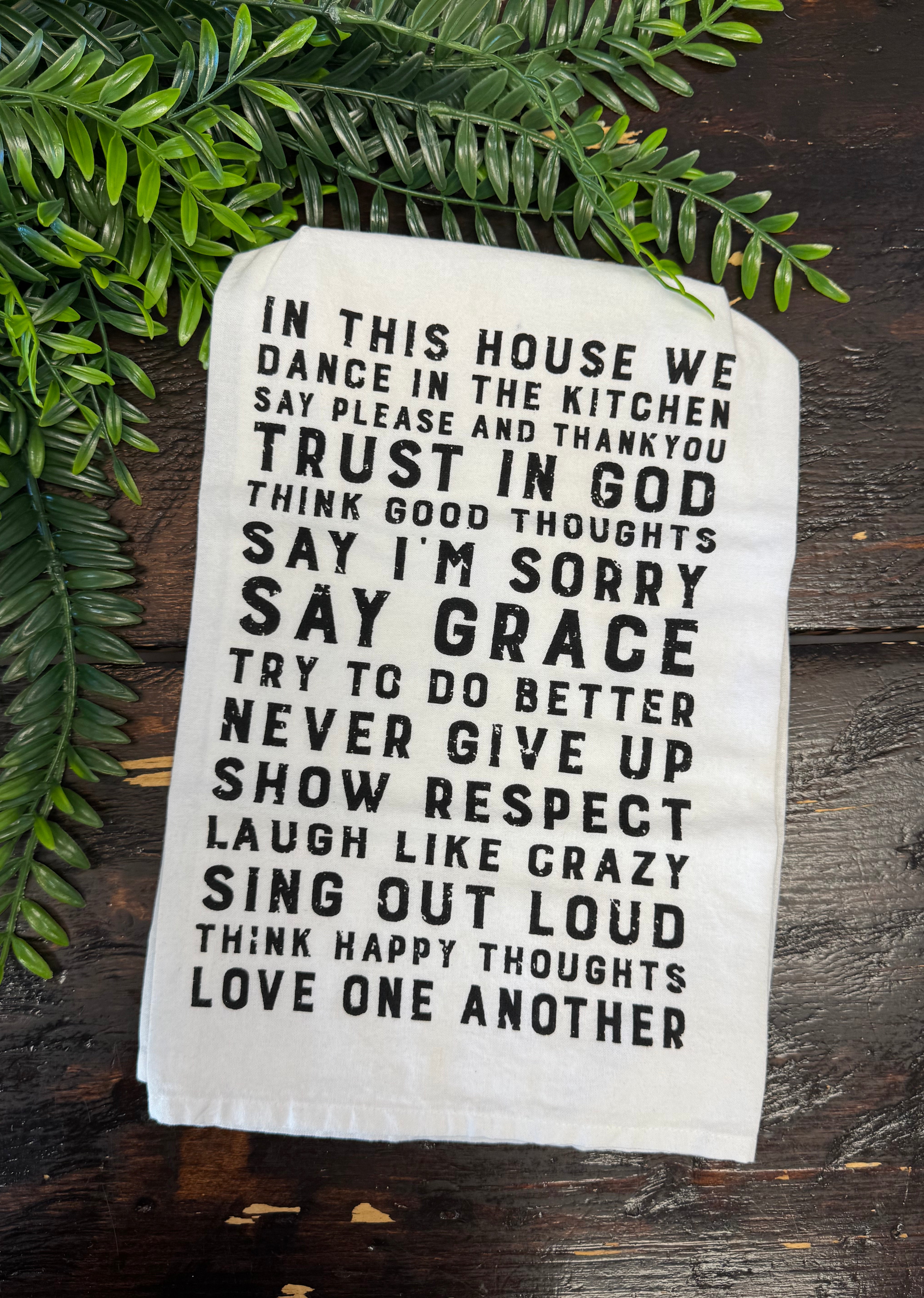 In This House Kitchen Towel-Tea Towels-primitives-The Silo Boutique, Women's Fashion Boutique Located in Warren and Grand Forks North Dakota