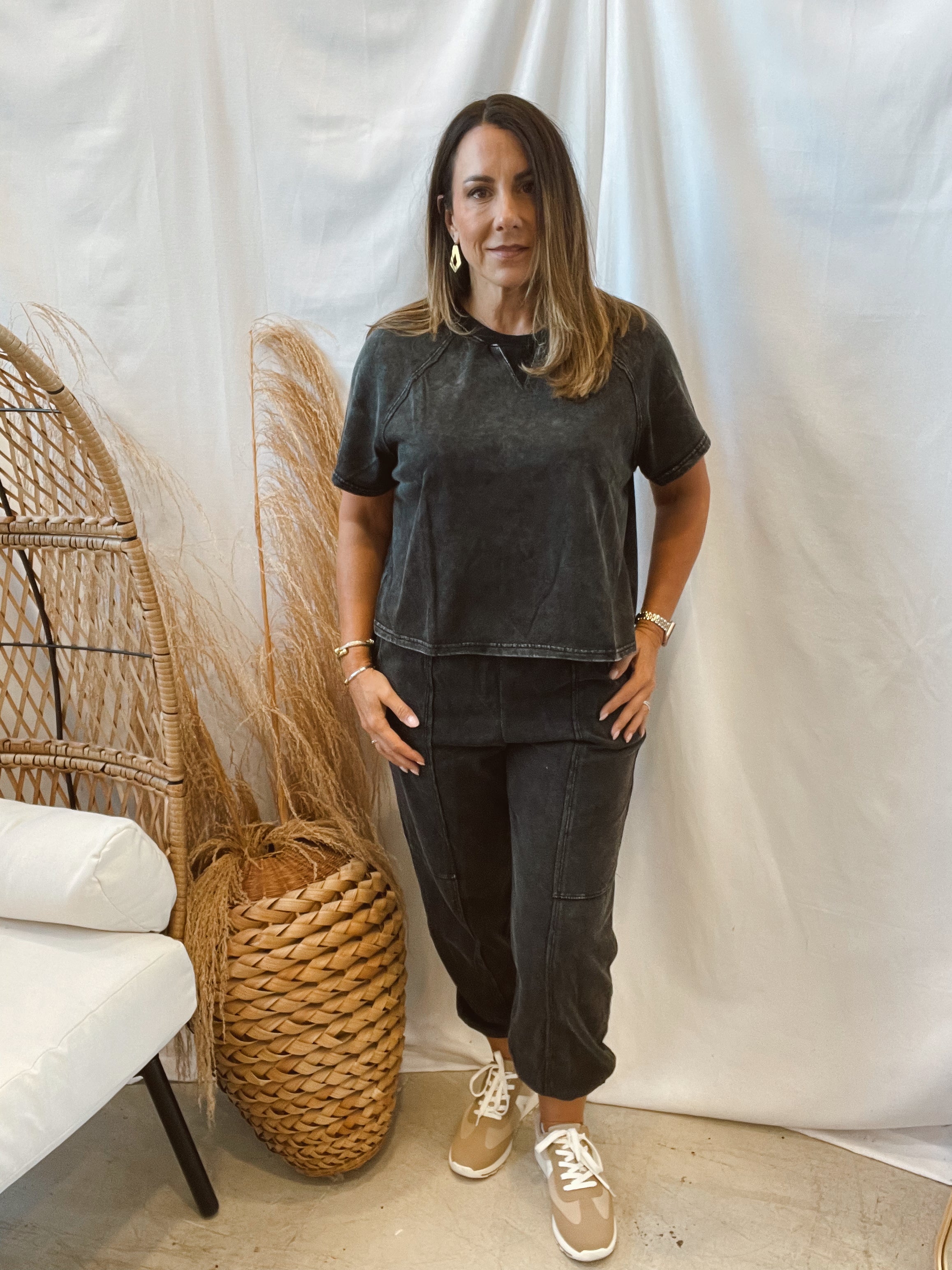 Hayden Knit Set-Black Wash-Outfit Sets-hayden-The Silo Boutique, Women's Fashion Boutique Located in Warren and Grand Forks North Dakota