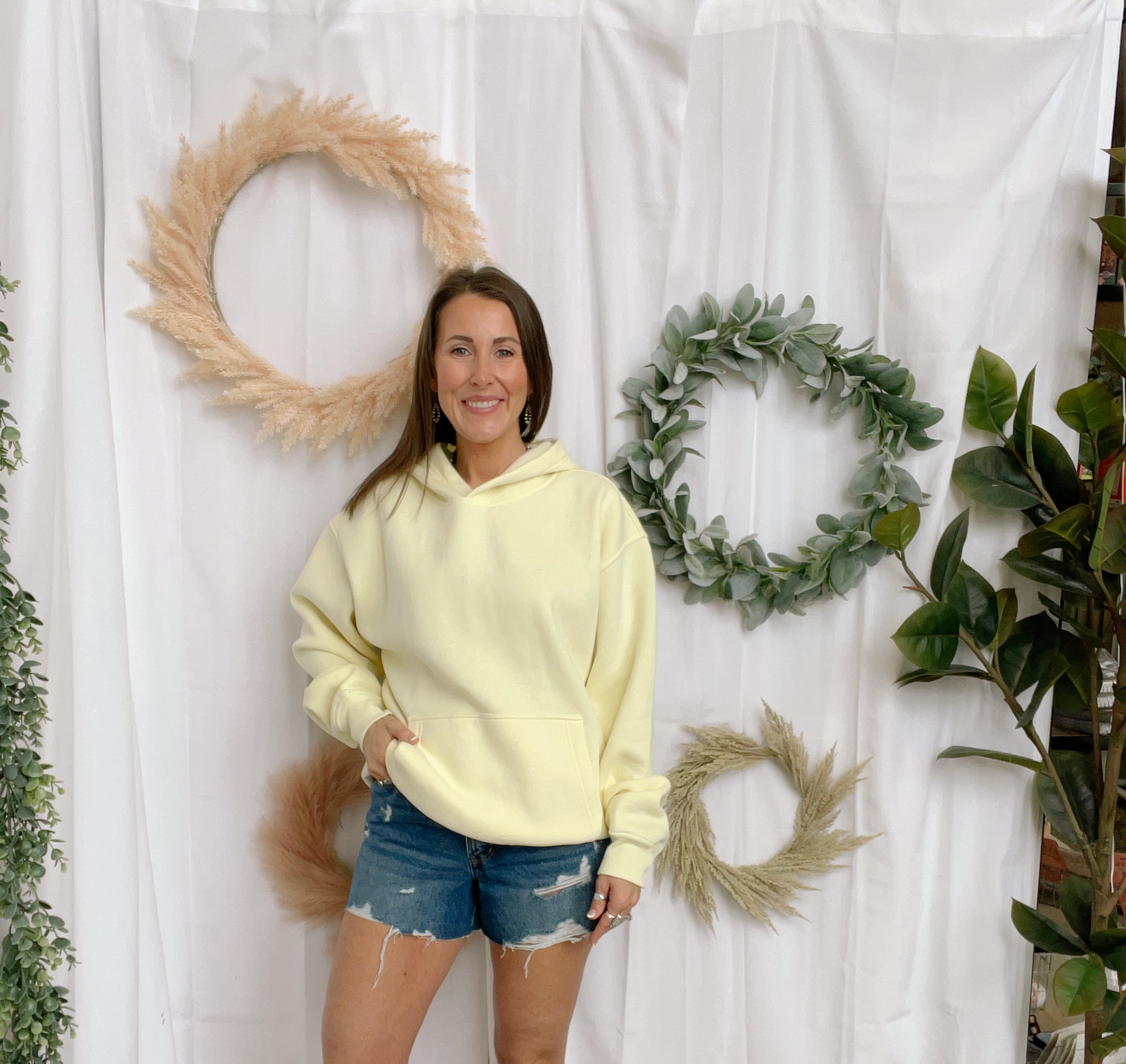 Carly Cloud Hooded Sweatshirt-Pale Yellow-Sweatshirts-tictoc-The Silo Boutique, Women's Fashion Boutique Located in Warren and Grand Forks North Dakota