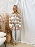Ivory Fringe Plaid Shacket-Shackets-mystree-The Silo Boutique, Women's Fashion Boutique Located in Warren and Grand Forks North Dakota
