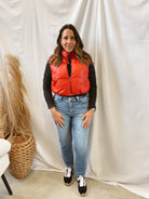 Red Cropped Vests-Vests-hyfve-The Silo Boutique, Women's Fashion Boutique Located in Warren and Grand Forks North Dakota