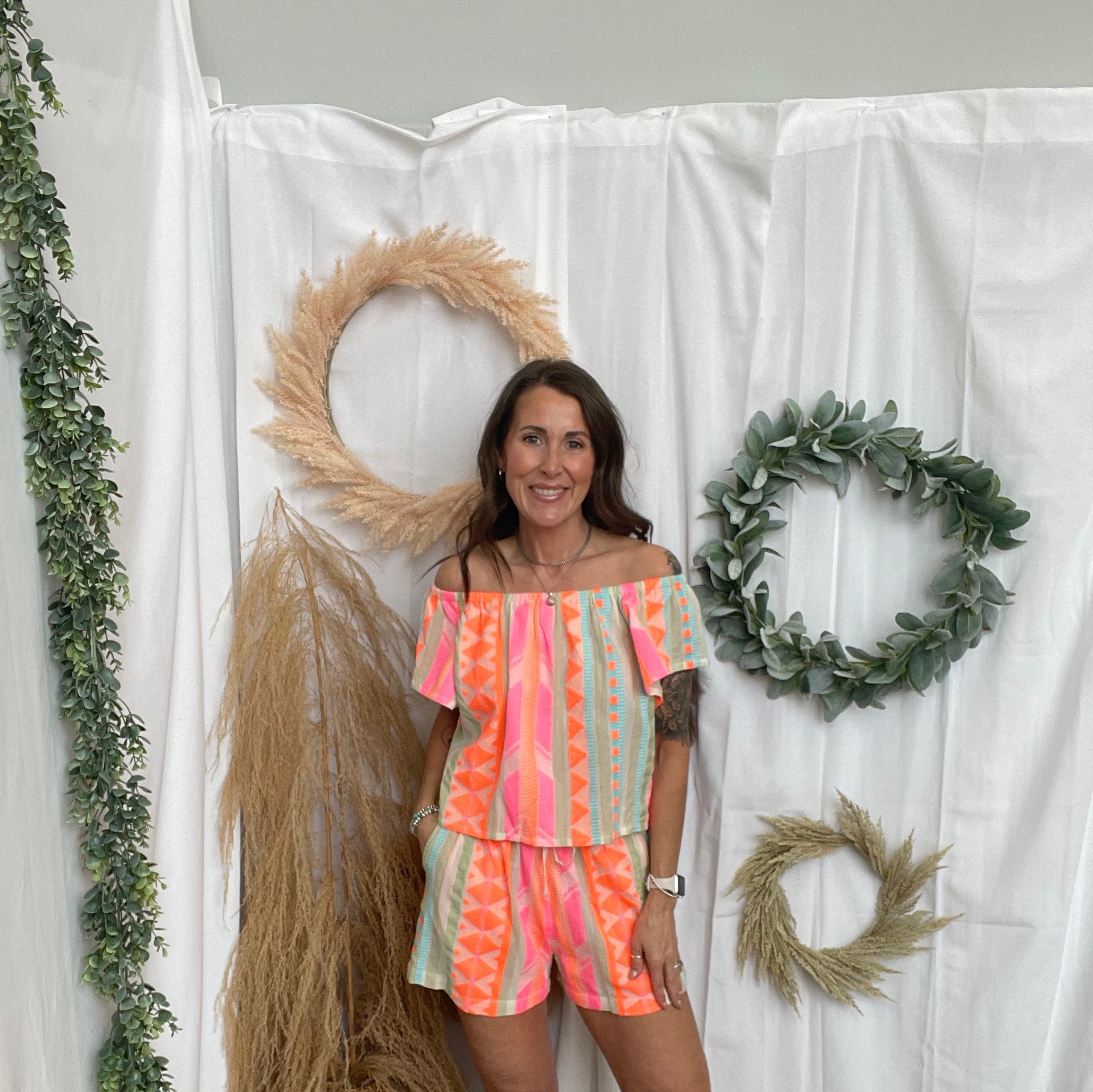 Elan Neon Aztec Shorts-Final Sale-Shorts-elan-The Silo Boutique, Women's Fashion Boutique Located in Warren and Grand Forks North Dakota