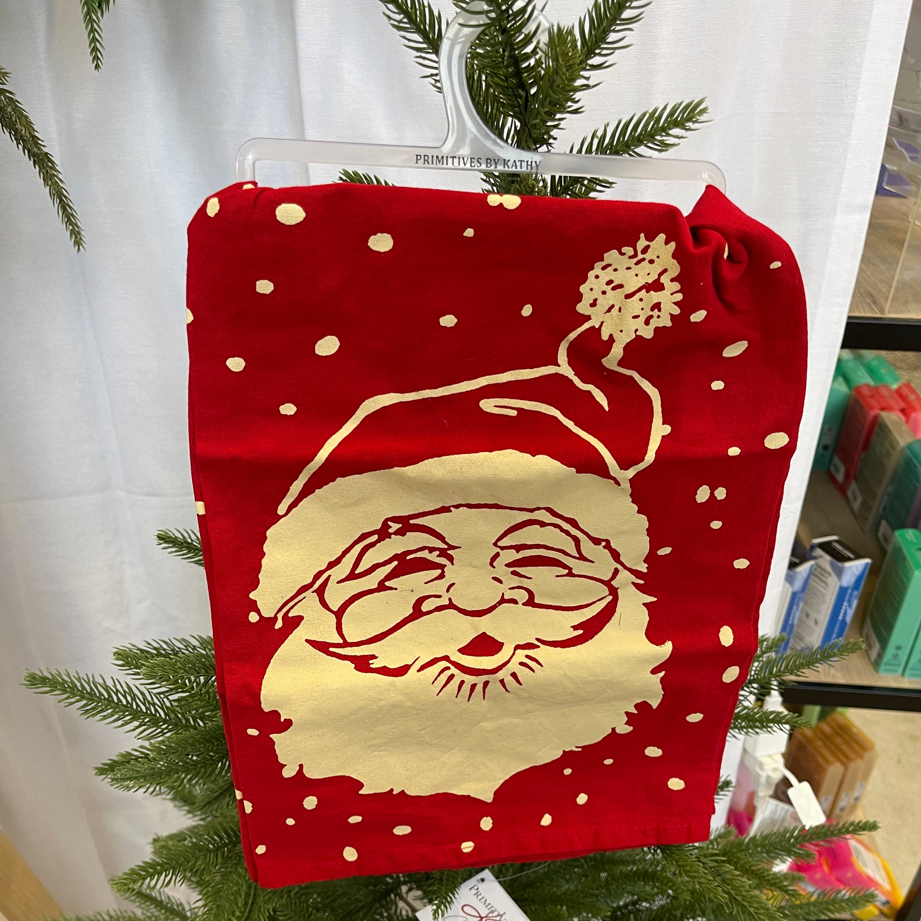 Santa Vintage Santa Kitchen Towel-Tea Towels-primitives-The Silo Boutique, Women's Fashion Boutique Located in Warren and Grand Forks North Dakota