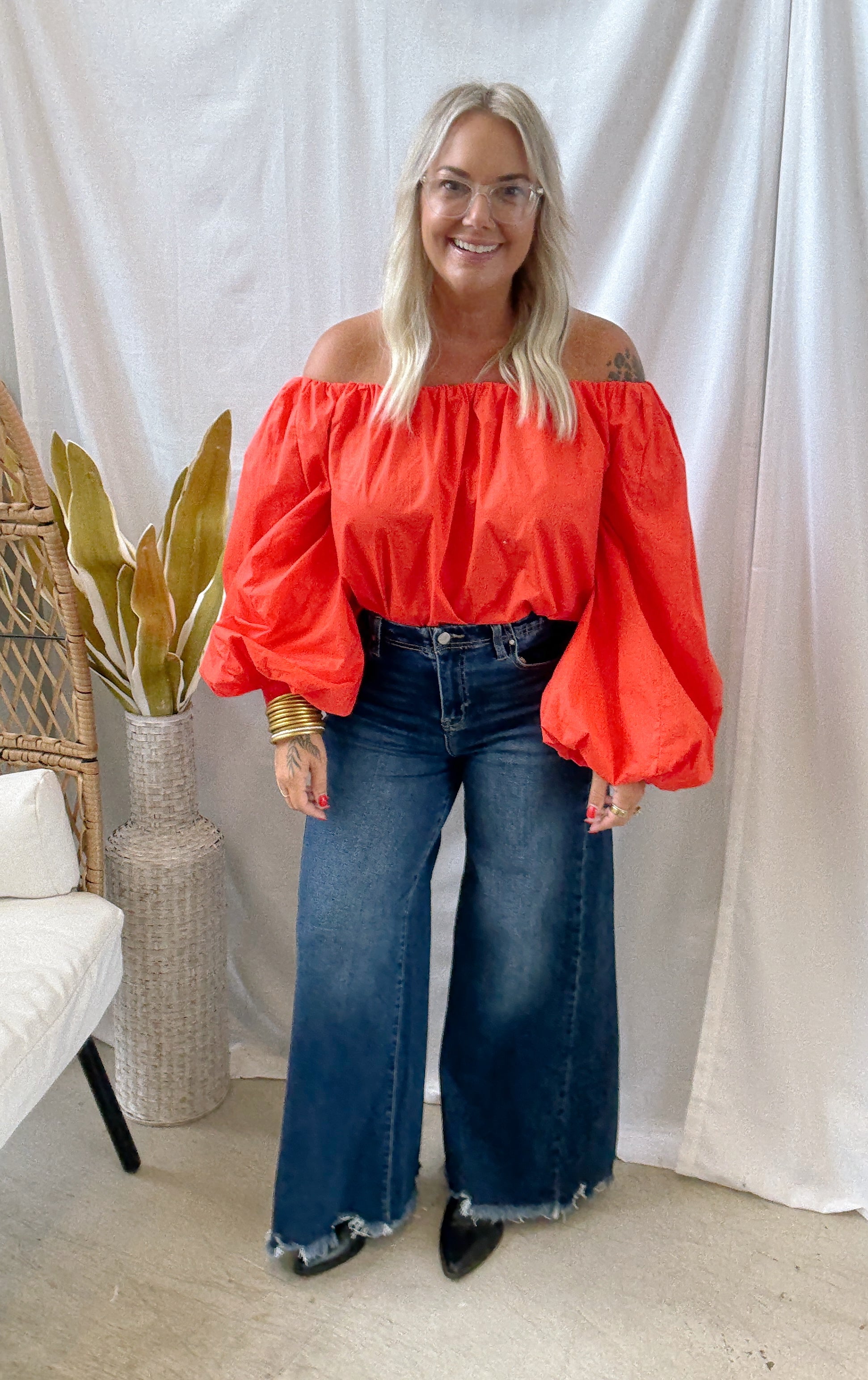 Risen Ankle Wide Leg Dark Jeans-Final Sale-Jeans-risen-The Silo Boutique, Women's Fashion Boutique Located in Warren and Grand Forks North Dakota