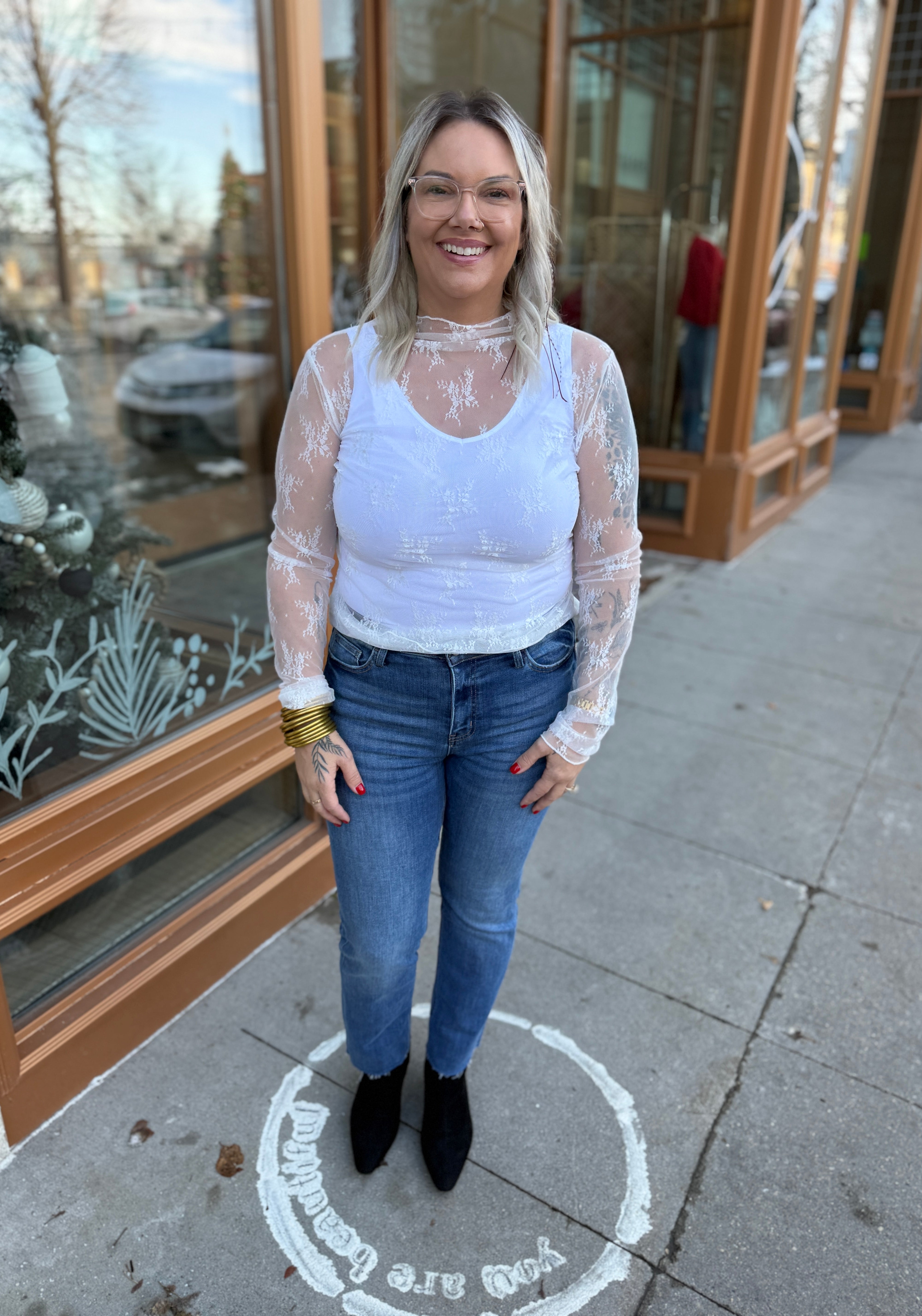 So Sweet Lace Long Sleeve Top-Long Sleeve Tops-sweet genisis-The Silo Boutique, Women's Fashion Boutique Located in Warren and Grand Forks North Dakota