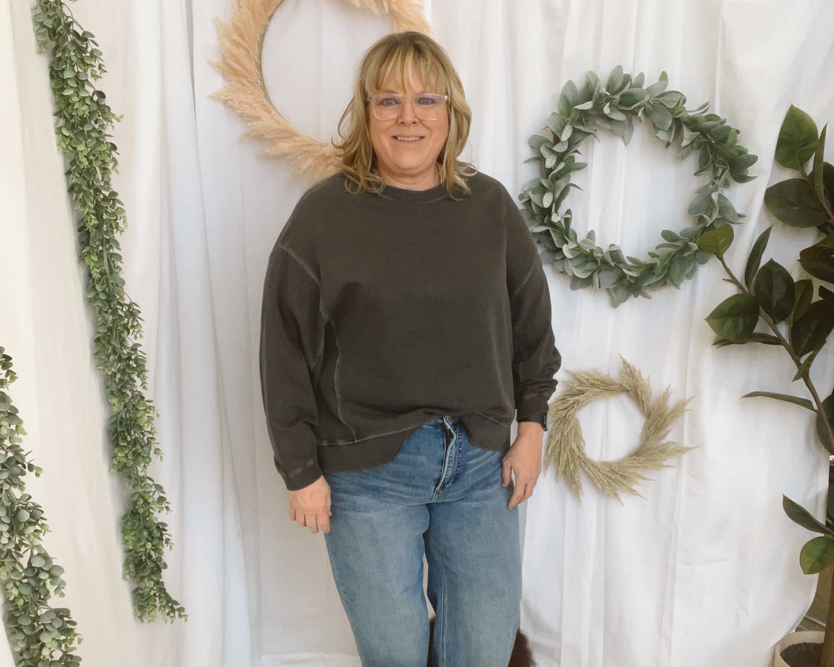 Jess Terry Pullover Sweatshirt-Black-The Silo Boutique-The Silo Boutique, Women's Fashion Boutique Located in Warren and Grand Forks North Dakota