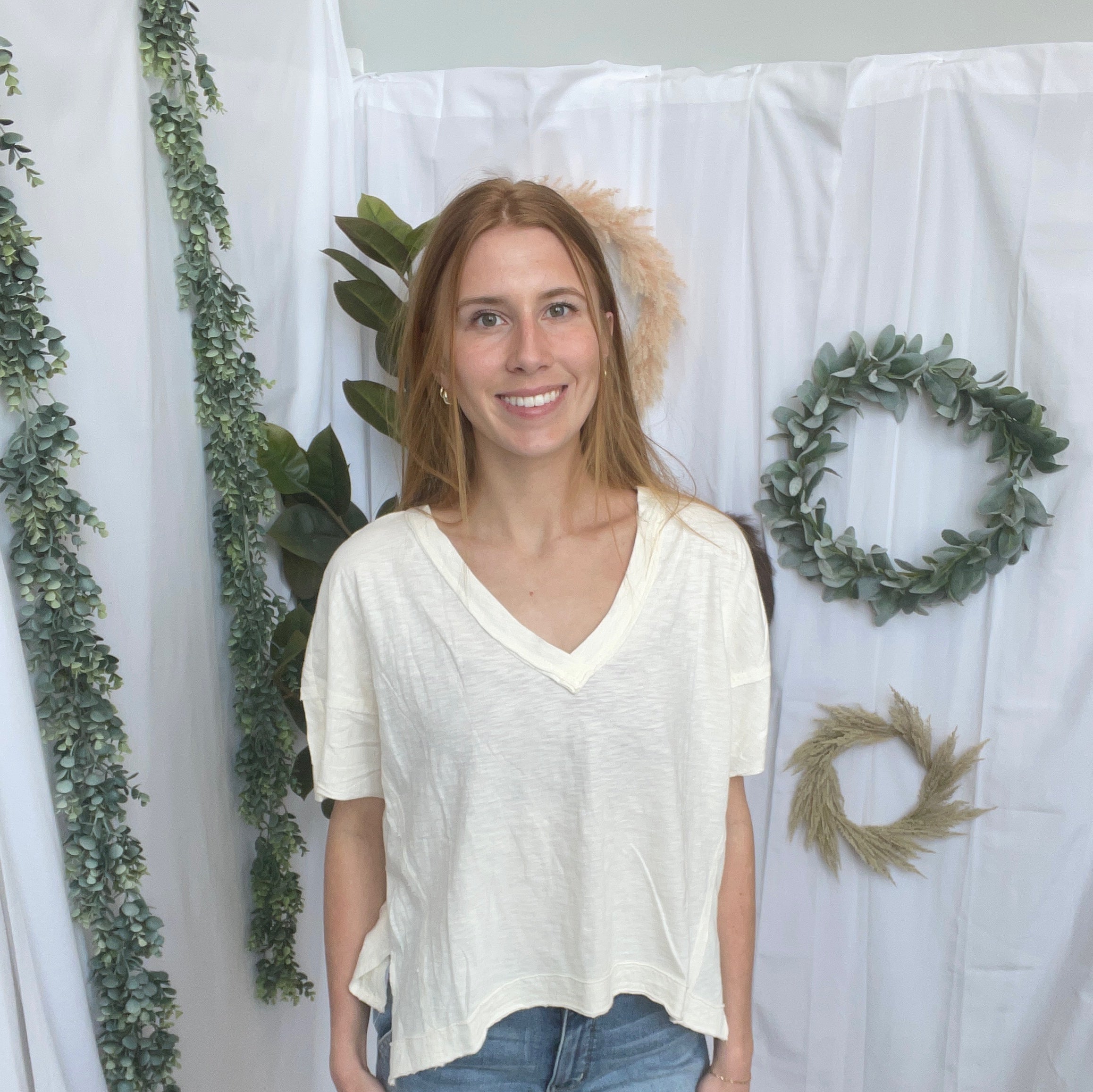 Take Five V Neck Tee-Cream-hyfve-The Silo Boutique, Women's Fashion Boutique Located in Warren and Grand Forks North Dakota