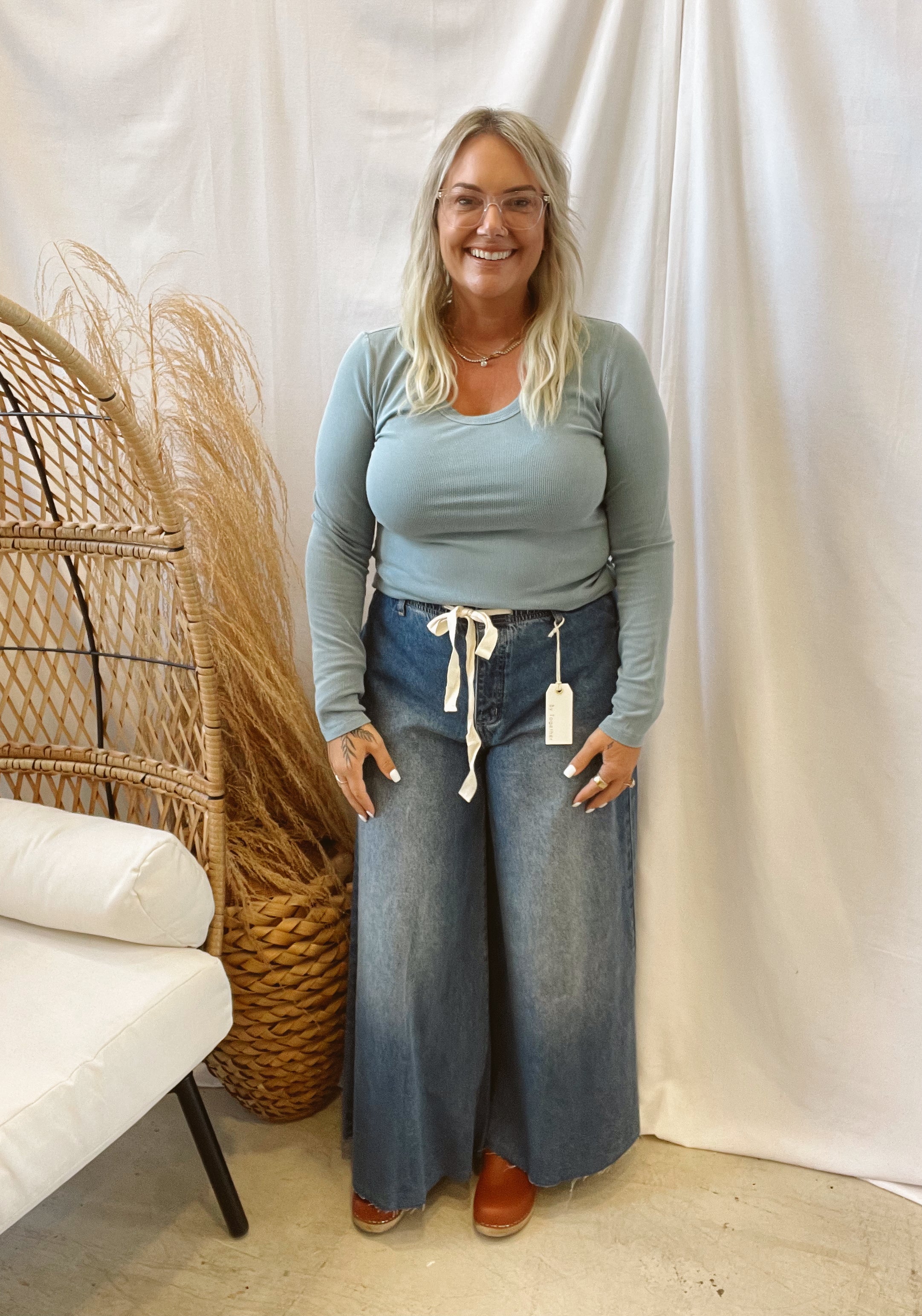Be Cool Scoop Neck Ribbed Long Sleeve Top-Long Sleeve Tops-be cool-The Silo Boutique, Women's Fashion Boutique Located in Warren and Grand Forks North Dakota
