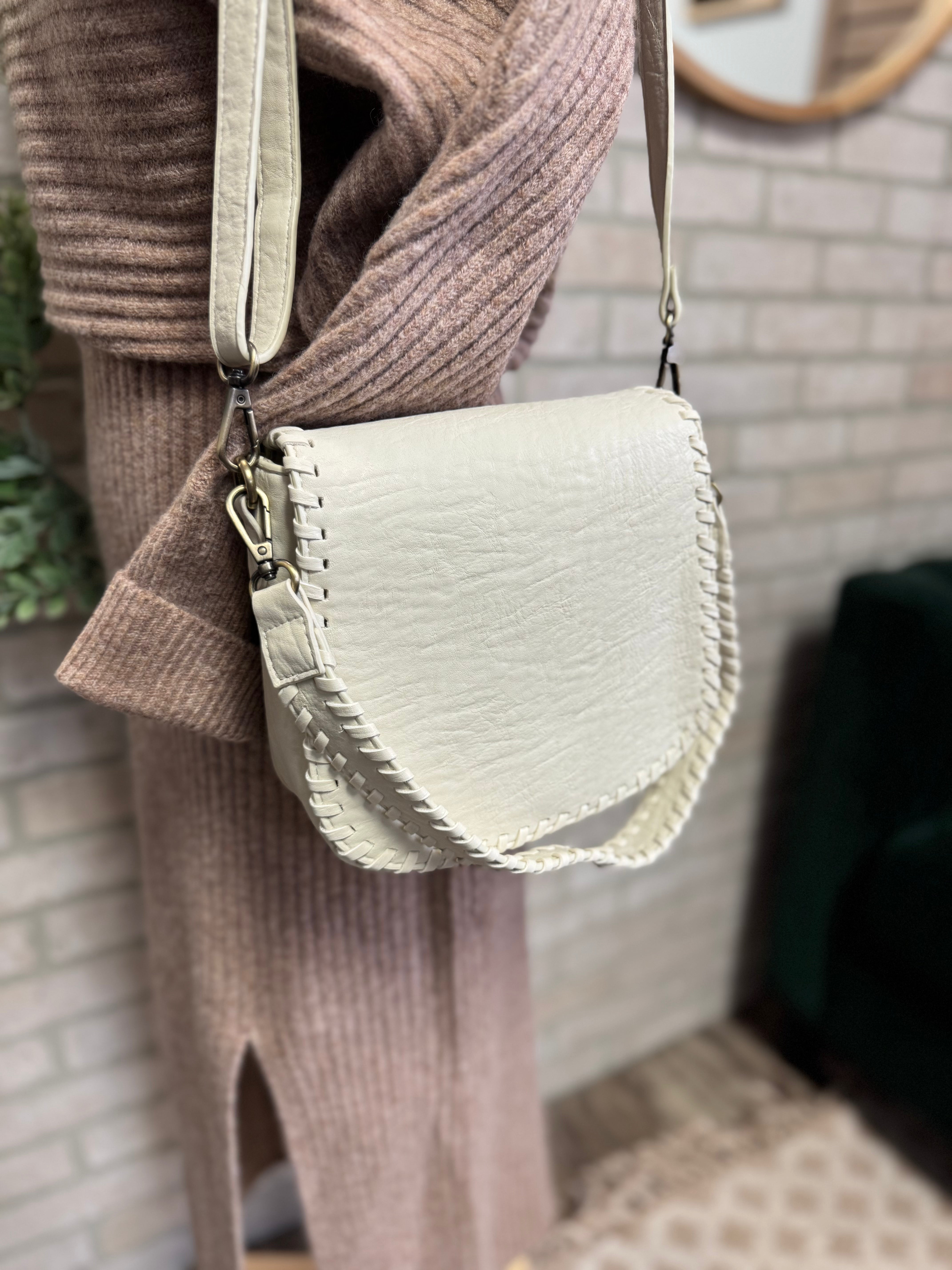 Joy Susan Annie Whipstitch Crossbody Purse-Cream-Purses-joy susan-The Silo Boutique, Women's Fashion Boutique Located in Warren and Grand Forks North Dakota
