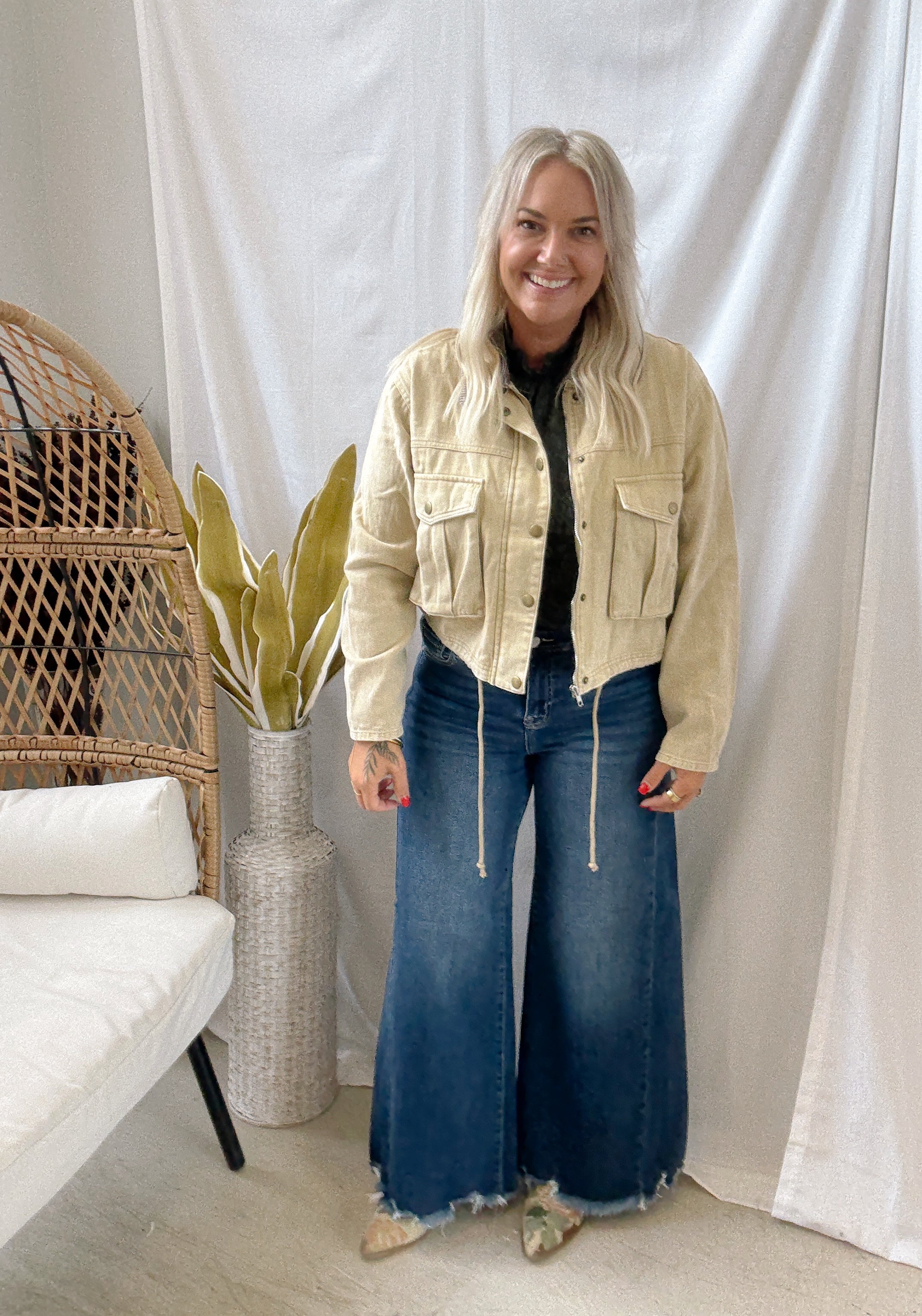 Risen Ankle Wide Leg Dark Jeans-Final Sale-Jeans-risen-The Silo Boutique, Women's Fashion Boutique Located in Warren and Grand Forks North Dakota