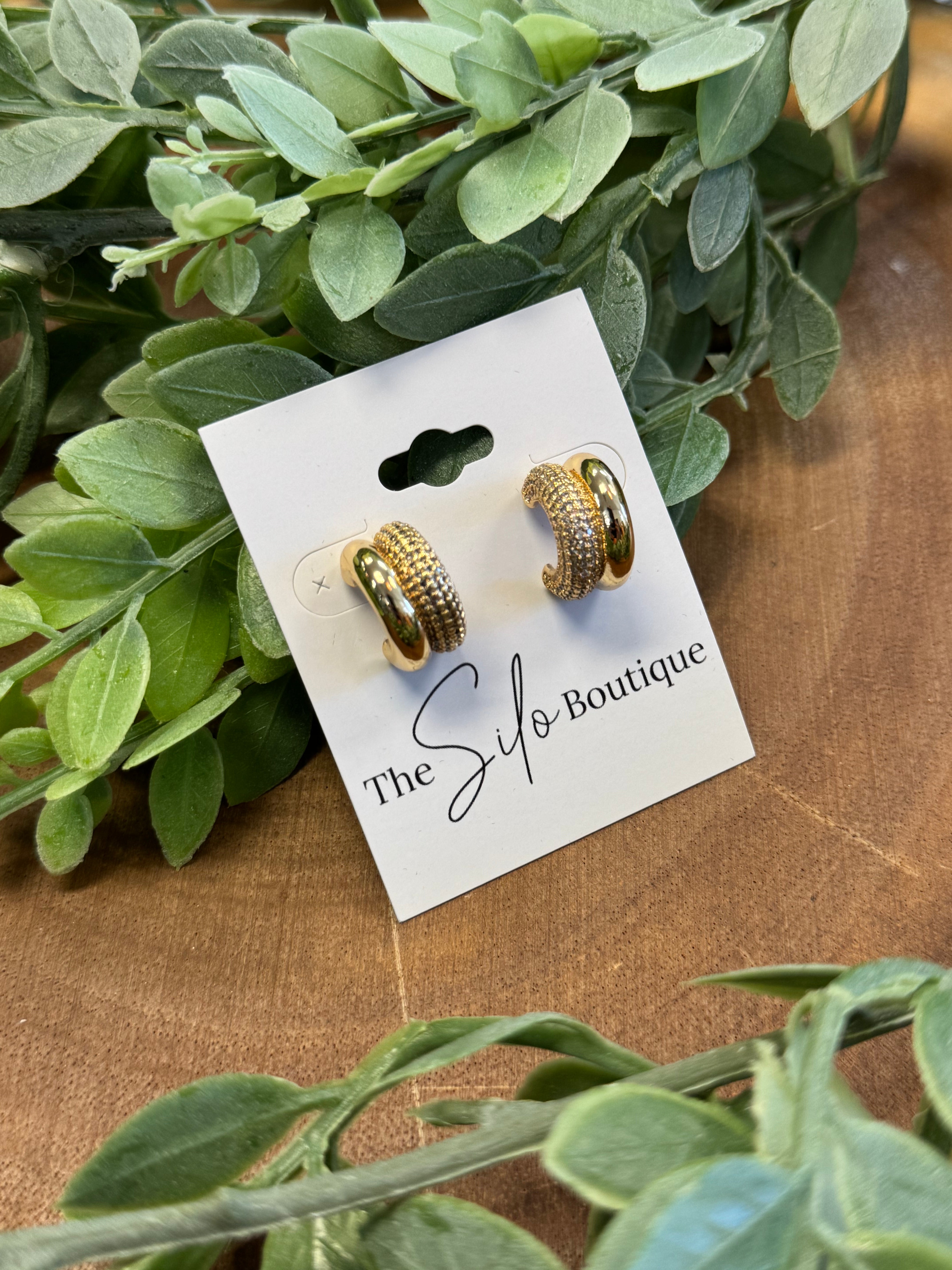 Pave Dome Earrings-Earrings-fame-The Silo Boutique, Women's Fashion Boutique Located in Warren and Grand Forks North Dakota