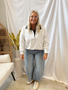 Gray Quarter Pullover Sweatshirt-Sweatshirts-hem and thread-The Silo Boutique, Women's Fashion Boutique Located in Warren and Grand Forks North Dakota