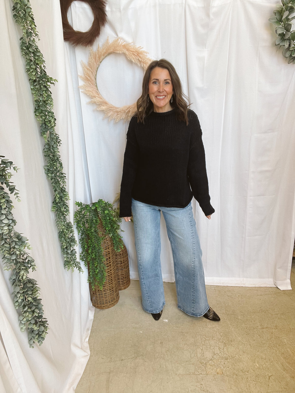 Harper Rolled Collar Sweater-Black-Sweaters-hyfve-The Silo Boutique, Women's Fashion Boutique Located in Warren and Grand Forks North Dakota