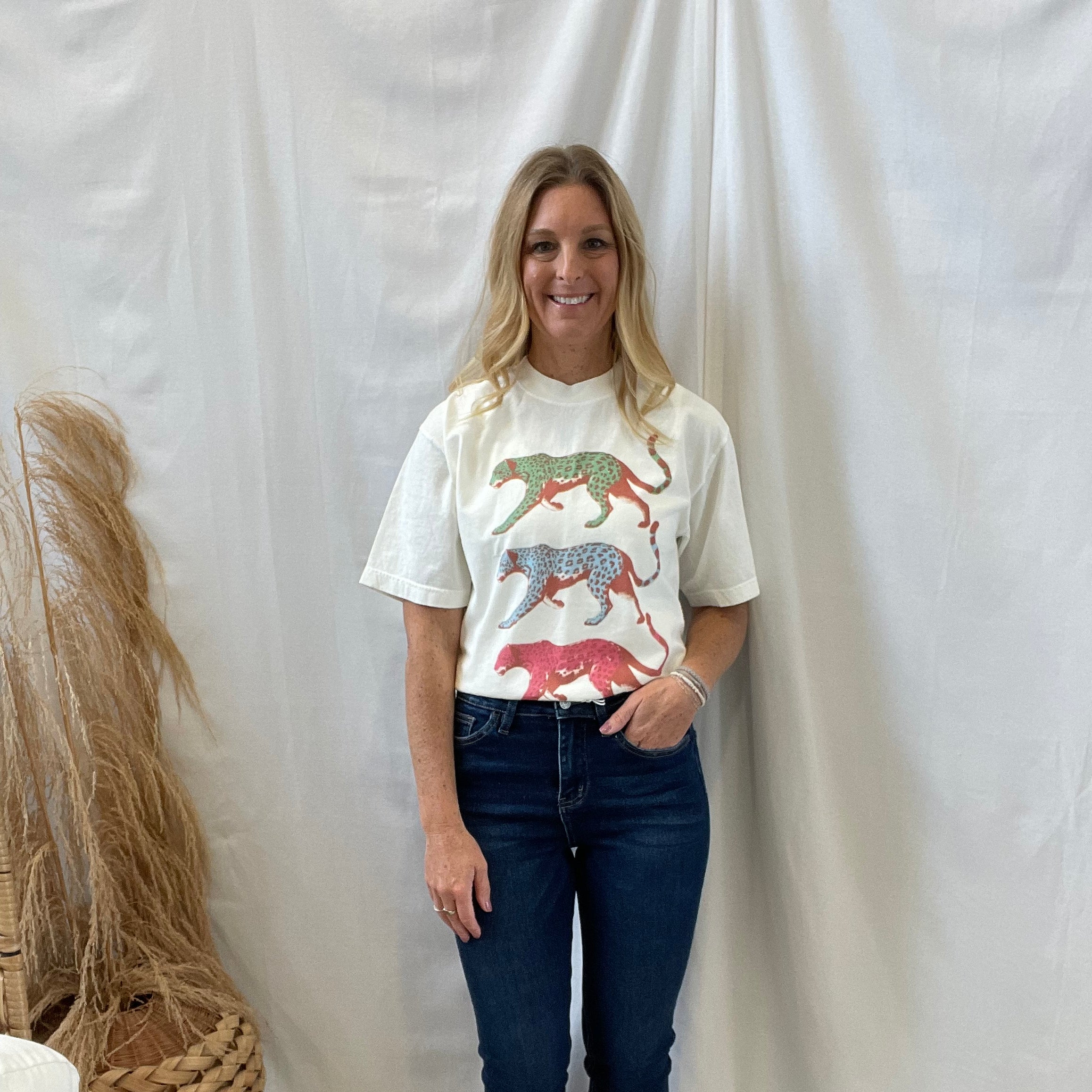 Three Cheetah Print Tee-Graphic Tees-jade-The Silo Boutique, Women's Fashion Boutique Located in Warren and Grand Forks North Dakota
