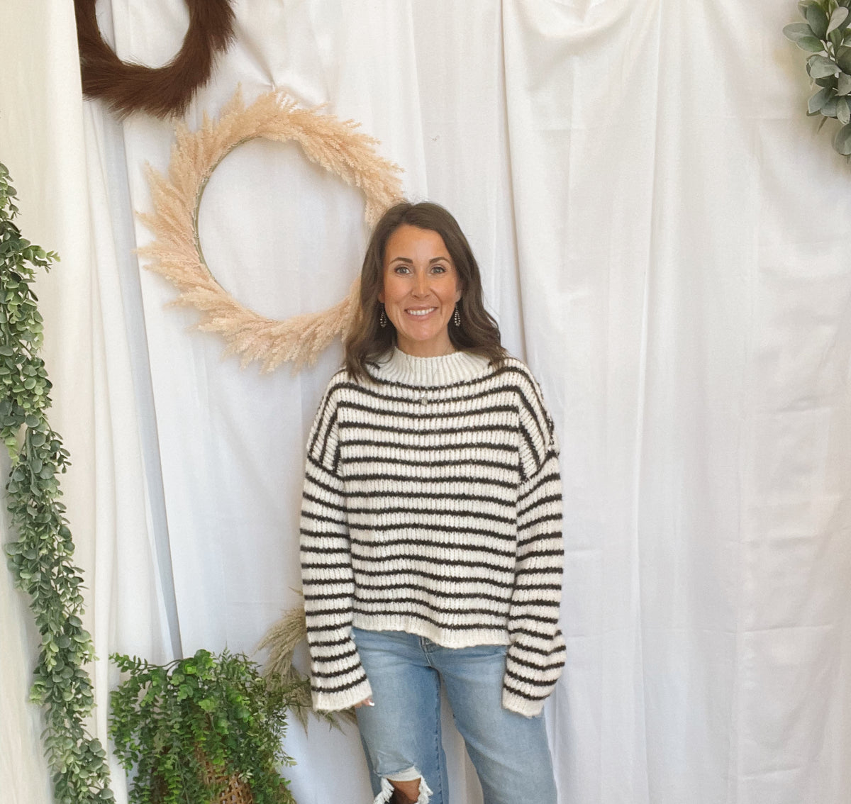 Colbie Stripe Sweater-Ivory-Sweaters-blu pepper-The Silo Boutique, Women's Fashion Boutique Located in Warren and Grand Forks North Dakota