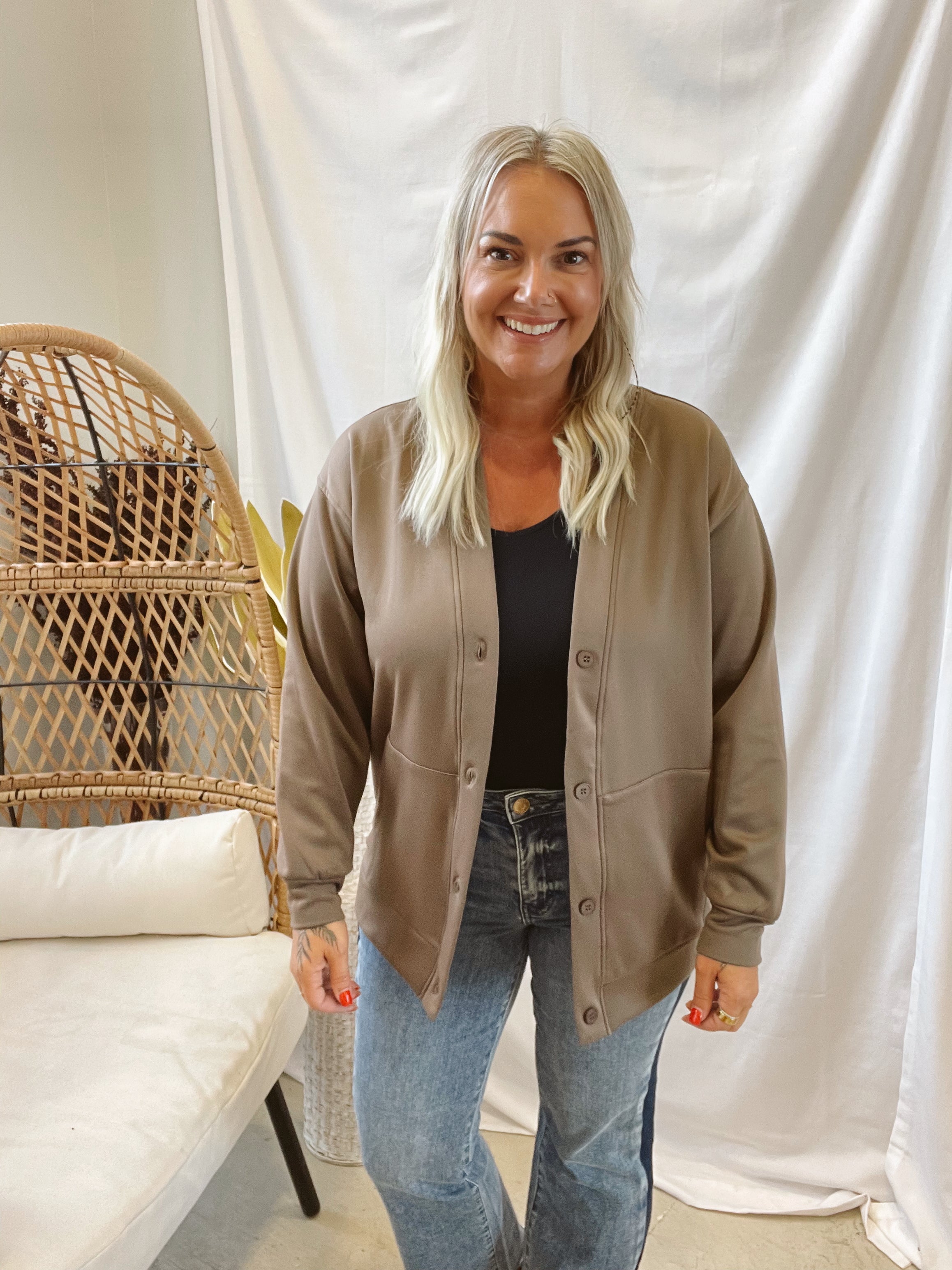 Mono B Elevated Button Down Cardigan-Java-Cardigans-mono b-The Silo Boutique, Women's Fashion Boutique Located in Warren and Grand Forks North Dakota