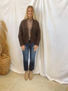 Brown Ribbed Knit Cardigan-Cardigans-entro-The Silo Boutique, Women's Fashion Boutique Located in Warren and Grand Forks North Dakota