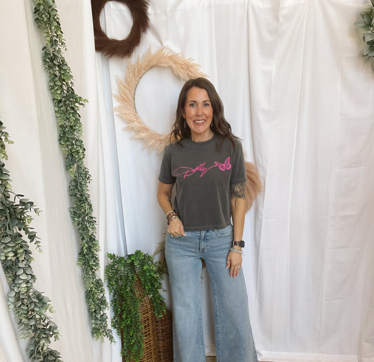 Dolly Signature Butterfly Tee-Graphic Tees-birdies-The Silo Boutique, Women's Fashion Boutique Located in Warren and Grand Forks North Dakota
