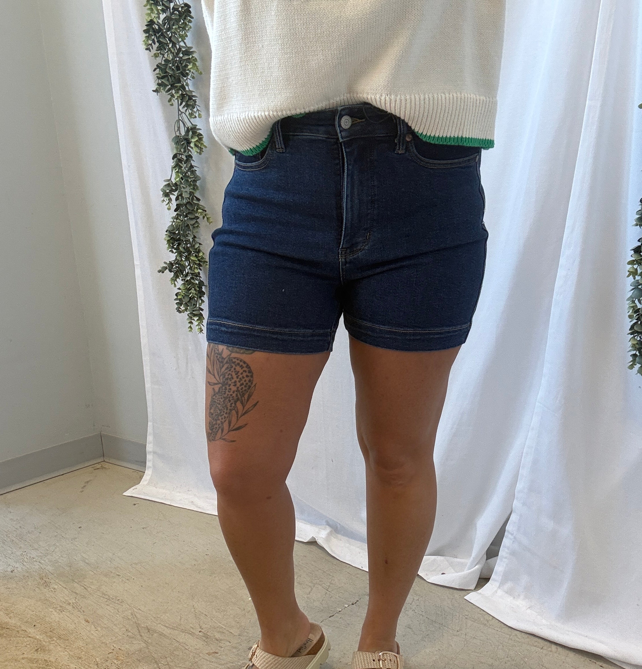 Judy Blue Dark Denim Shorts-Shorts-judy blue-The Silo Boutique, Women's Fashion Boutique Located in Warren and Grand Forks North Dakota