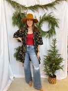 Black Floral Button Up Shirt Dress-Dresses-entro-The Silo Boutique, Women's Fashion Boutique Located in Warren and Grand Forks North Dakota