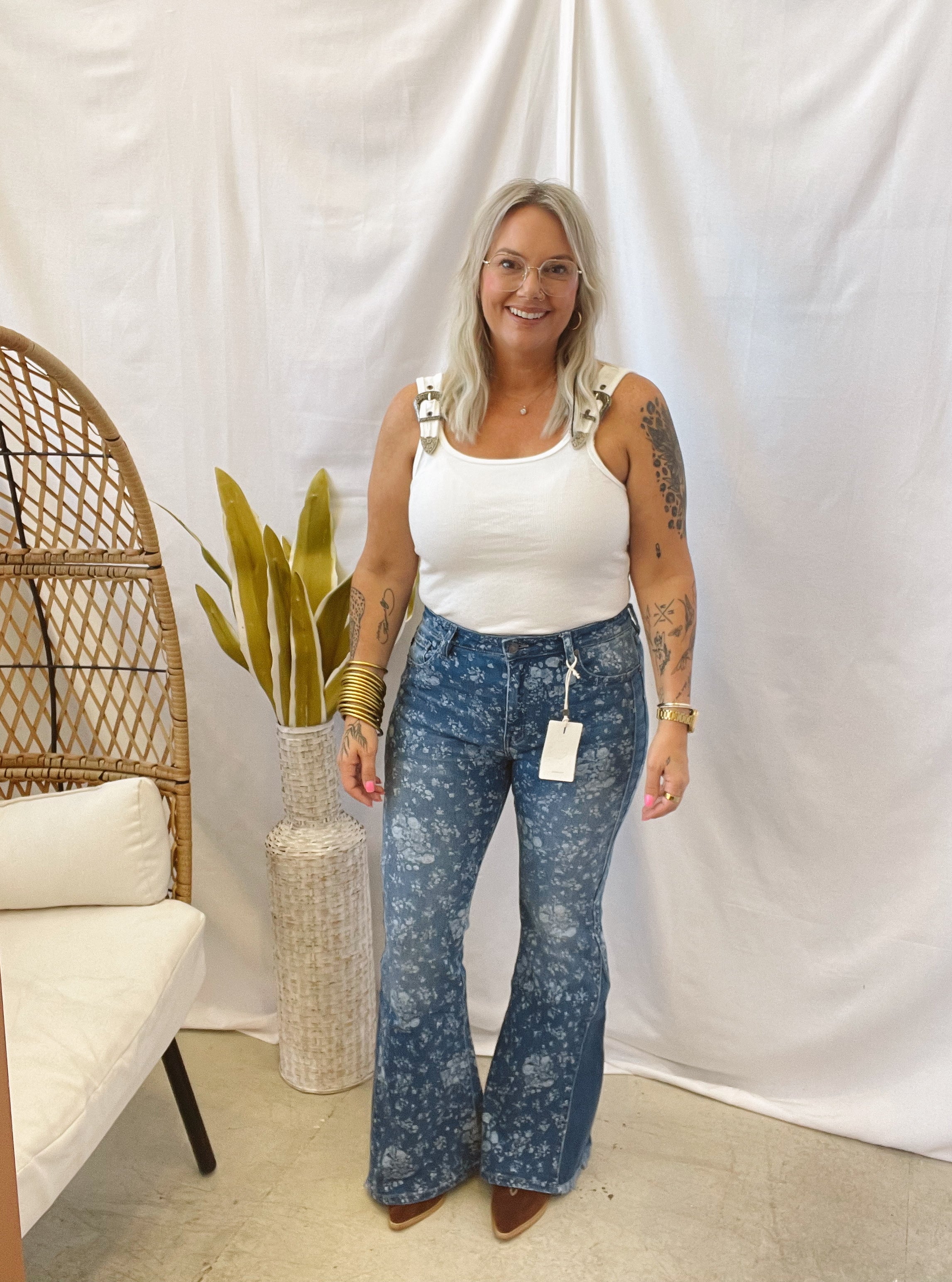 Ribbed Buckle Tank Top Bodysuit-White-Tank Tops-blue B-The Silo Boutique, Women's Fashion Boutique Located in Warren and Grand Forks North Dakota