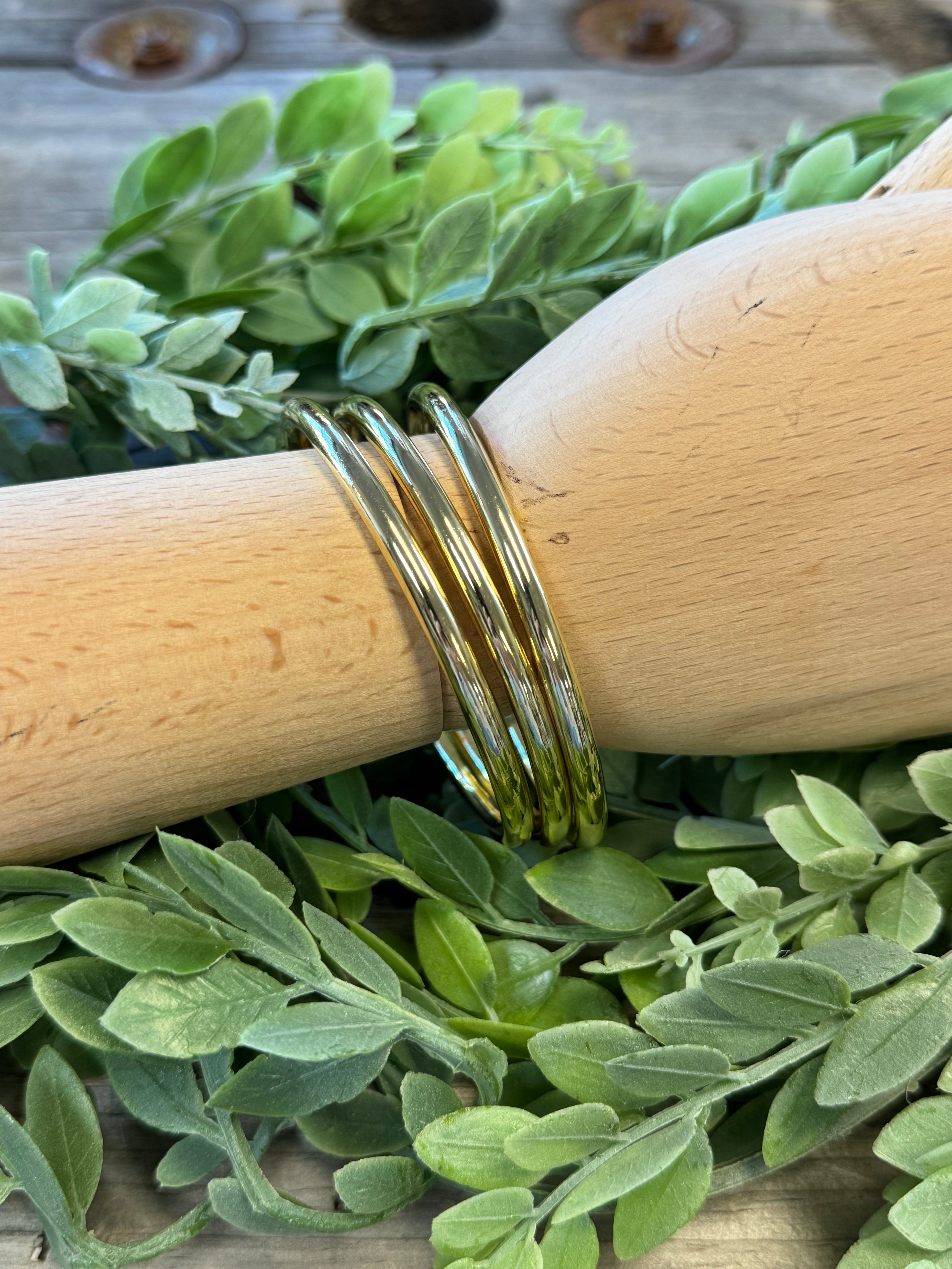 Triple Gold Bangle Bracelet-Bracelets-kenze-The Silo Boutique, Women's Fashion Boutique Located in Warren and Grand Forks North Dakota