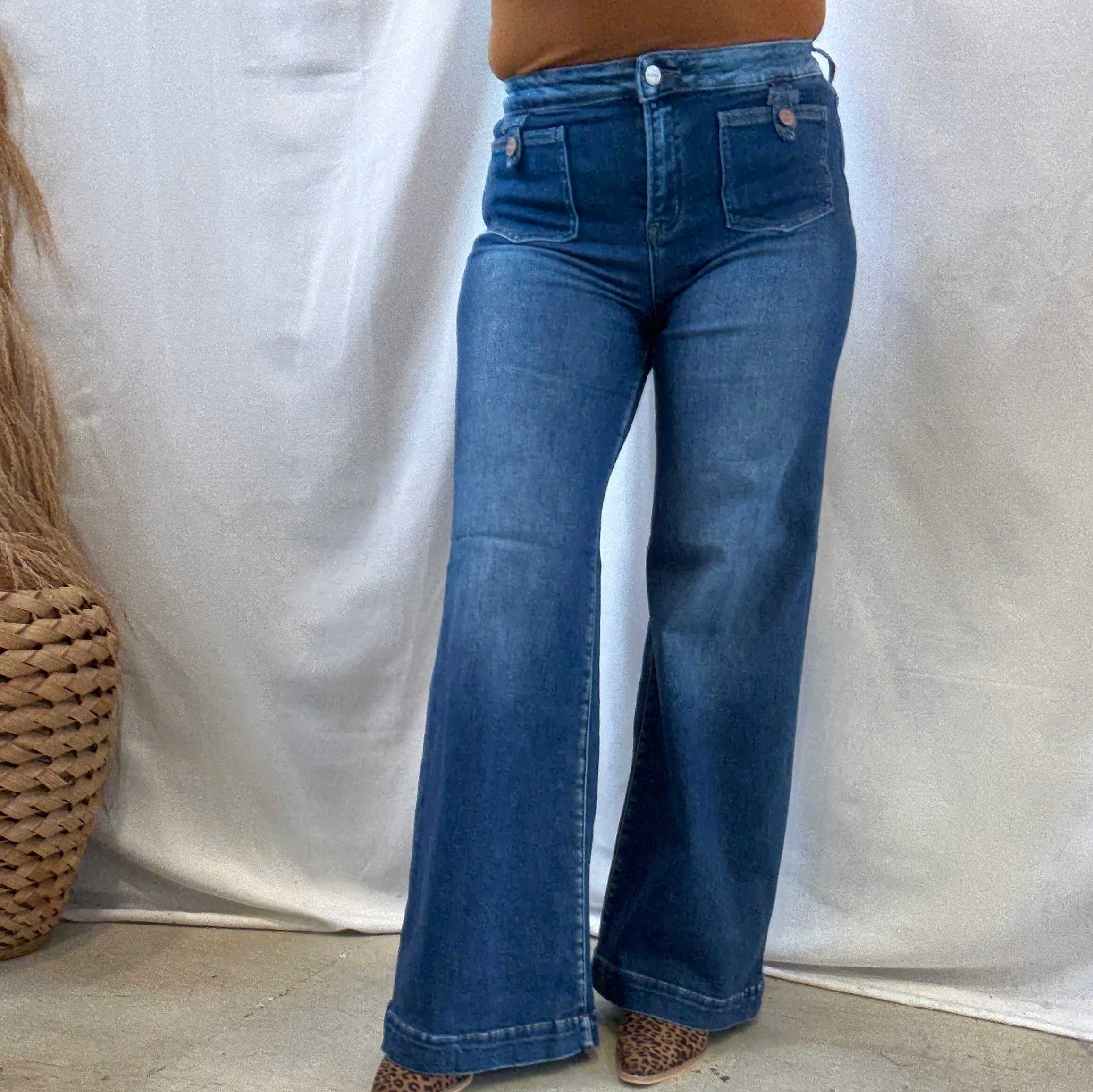 Risen Dark Wash Patch Pocket Jeans-Jeans-risen-The Silo Boutique, Women's Fashion Boutique Located in Warren and Grand Forks North Dakota